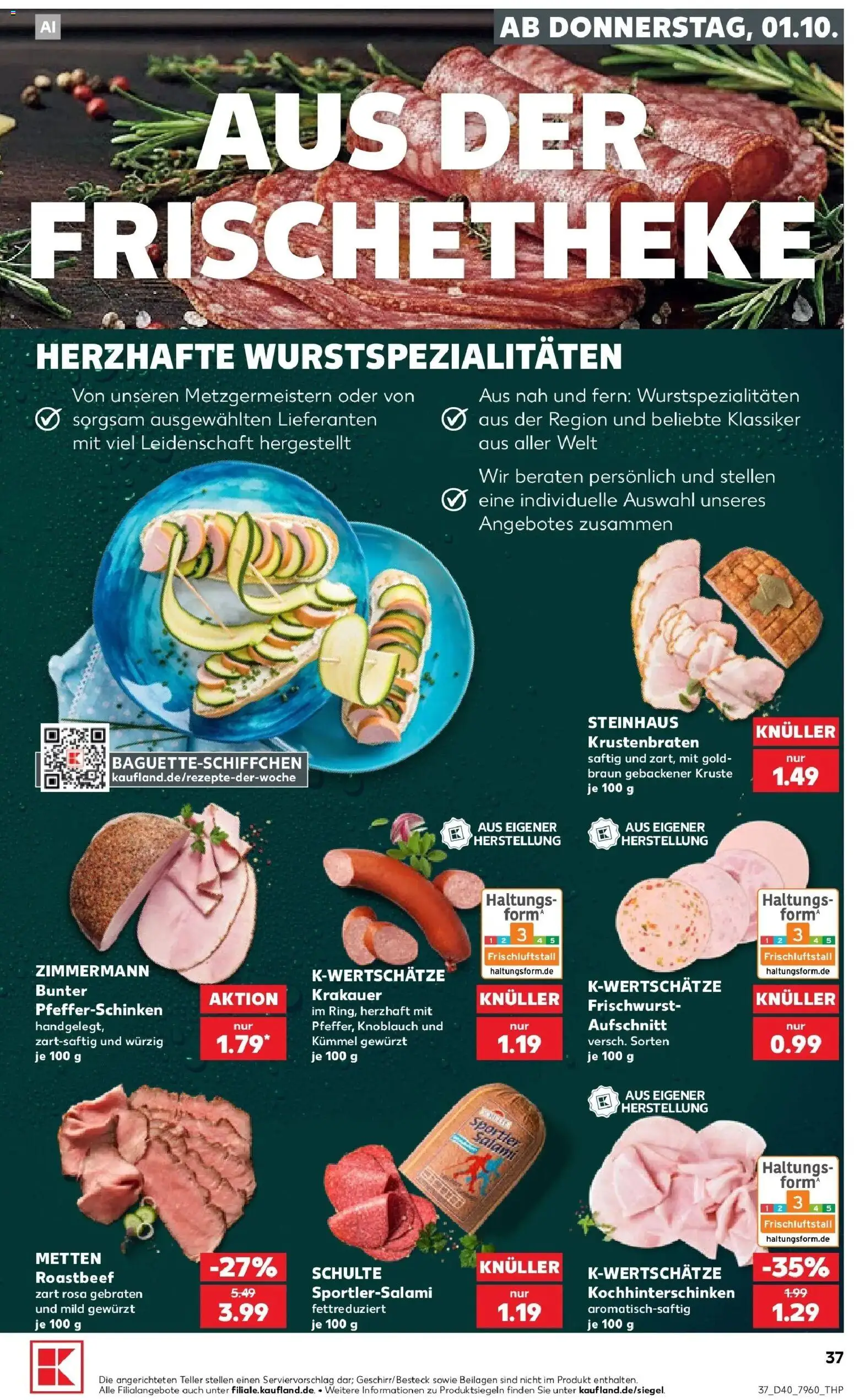 Prospekt Kaufland ab 01.10.2026 » Angebote Online zum Blättern | Seite: 37 | Produkte: Beilagen, Roastbeef, Knoblauch, Salami