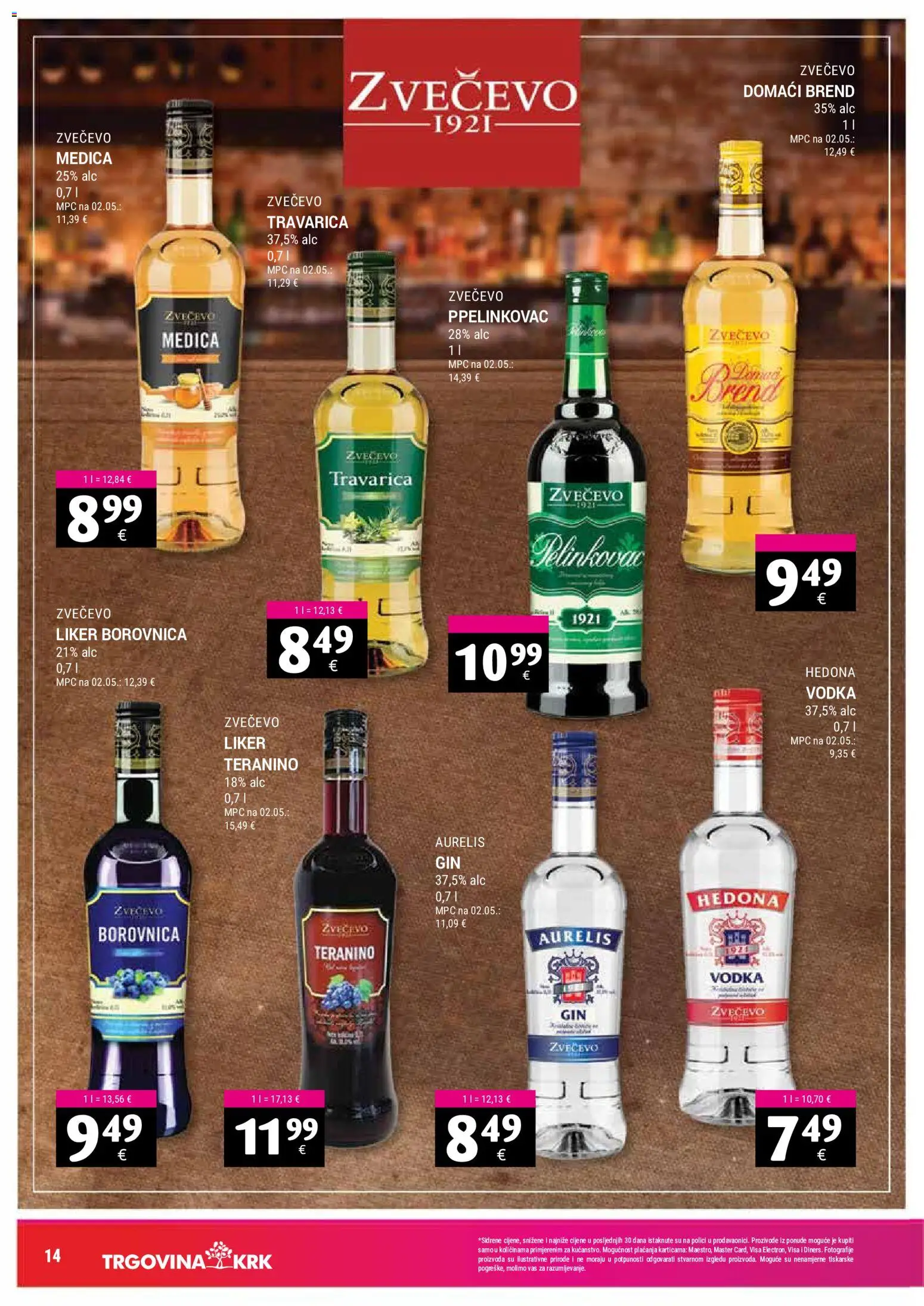 Trgovina Krk katalog | vrijedi od 17.08.2026 | Stranica: 14 | Proizvodi: Pelinkovac, Travarica, Liker, Borovnica