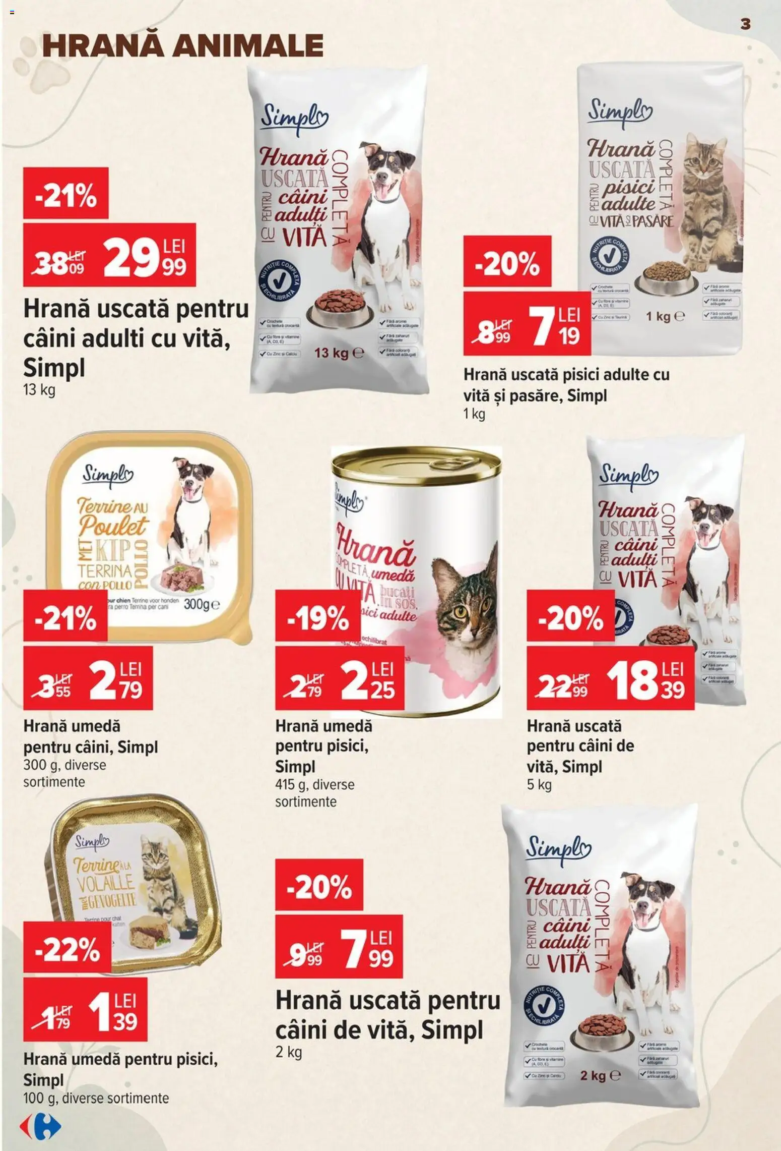 Noul catalog Carrefour – valabil de la 23.09.2026 | Pagină: 3 | Produse: Vită, Rață, Căni