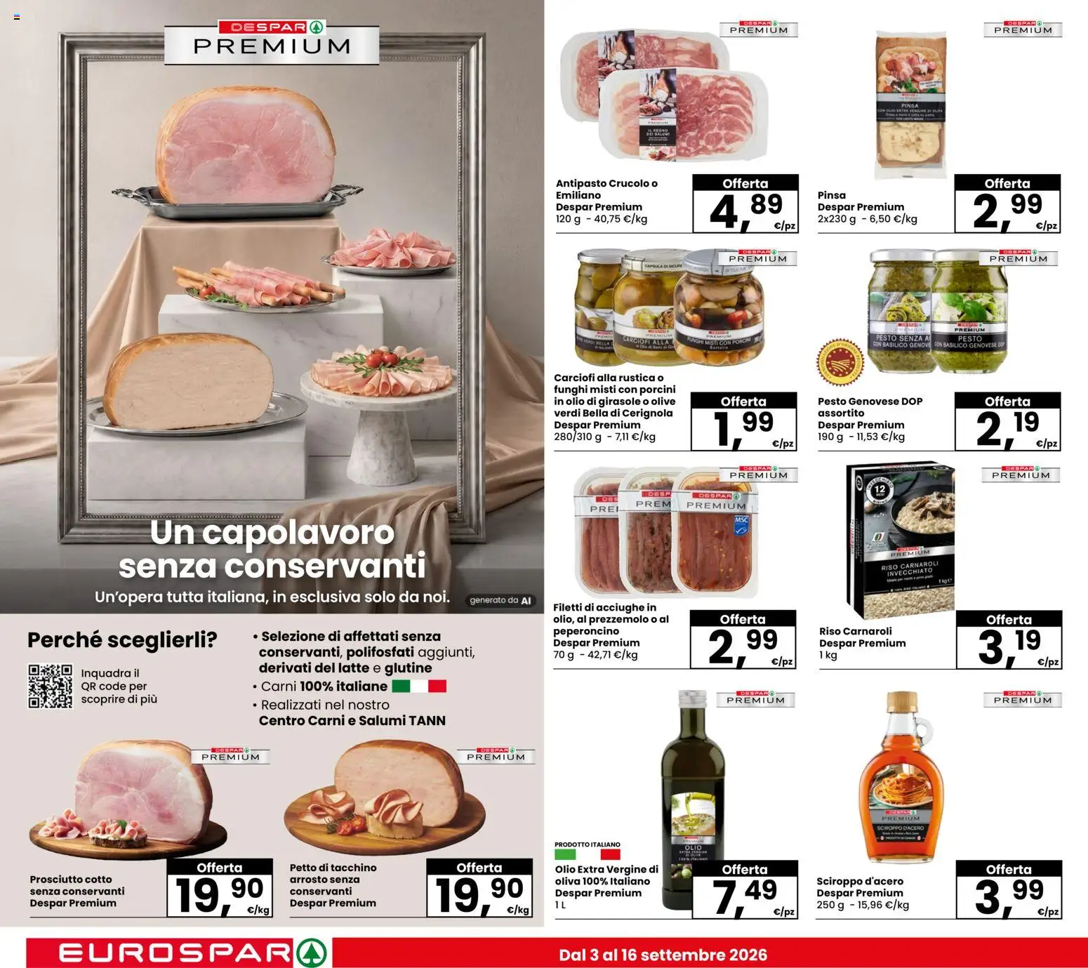 Volantino Eurospar del 03/09/2026 | Pagina: 6 | Prodotti: Arrosto, Peperoncino, Carciofi, Sciroppo d'acero