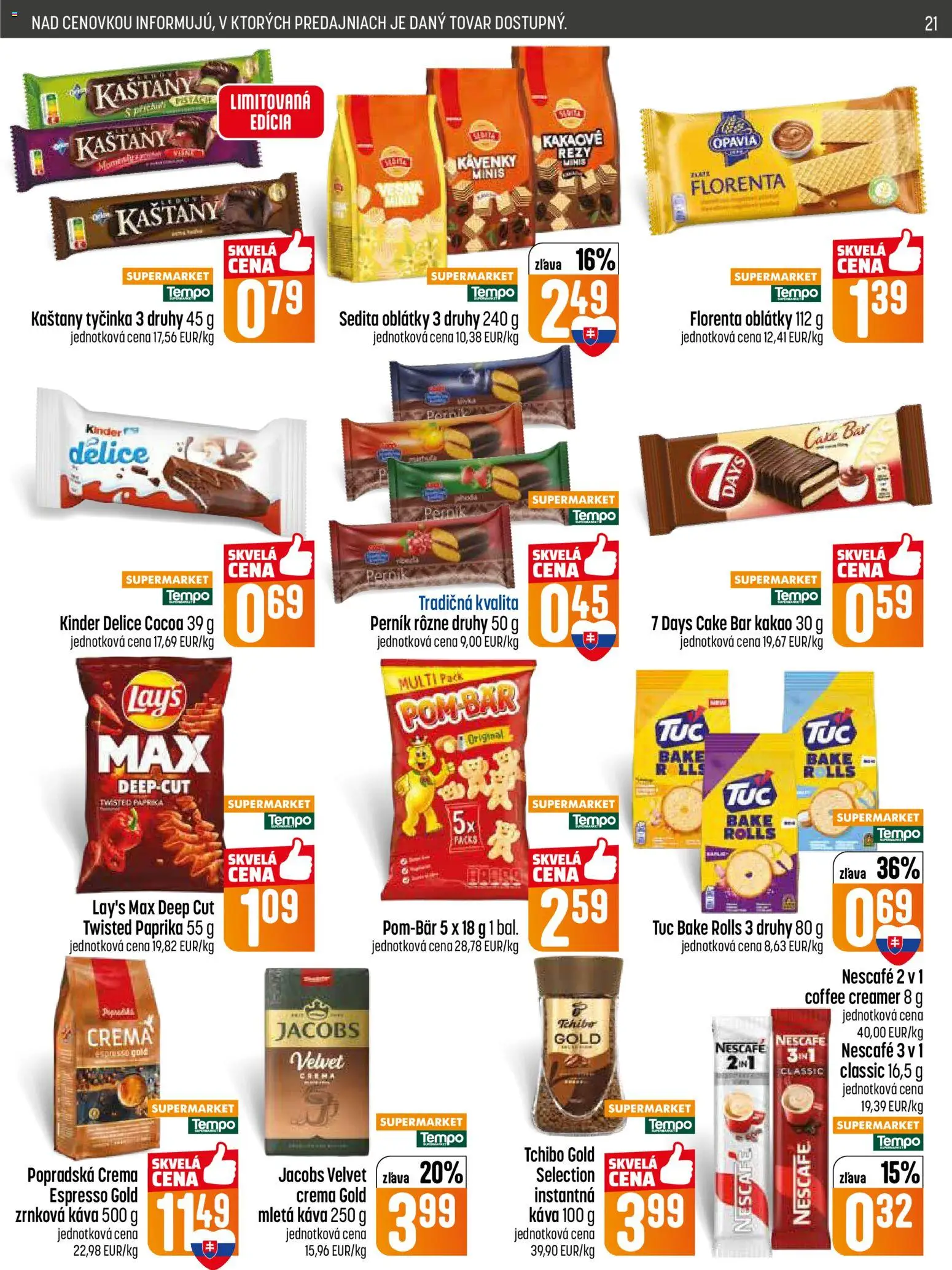 Nové COOP Jednota akcie – leták je platný od 07.05.2026 | Strana: 21 | Produkty: Paprika, Jacobs Velvet, Kinder, Zrnková káva