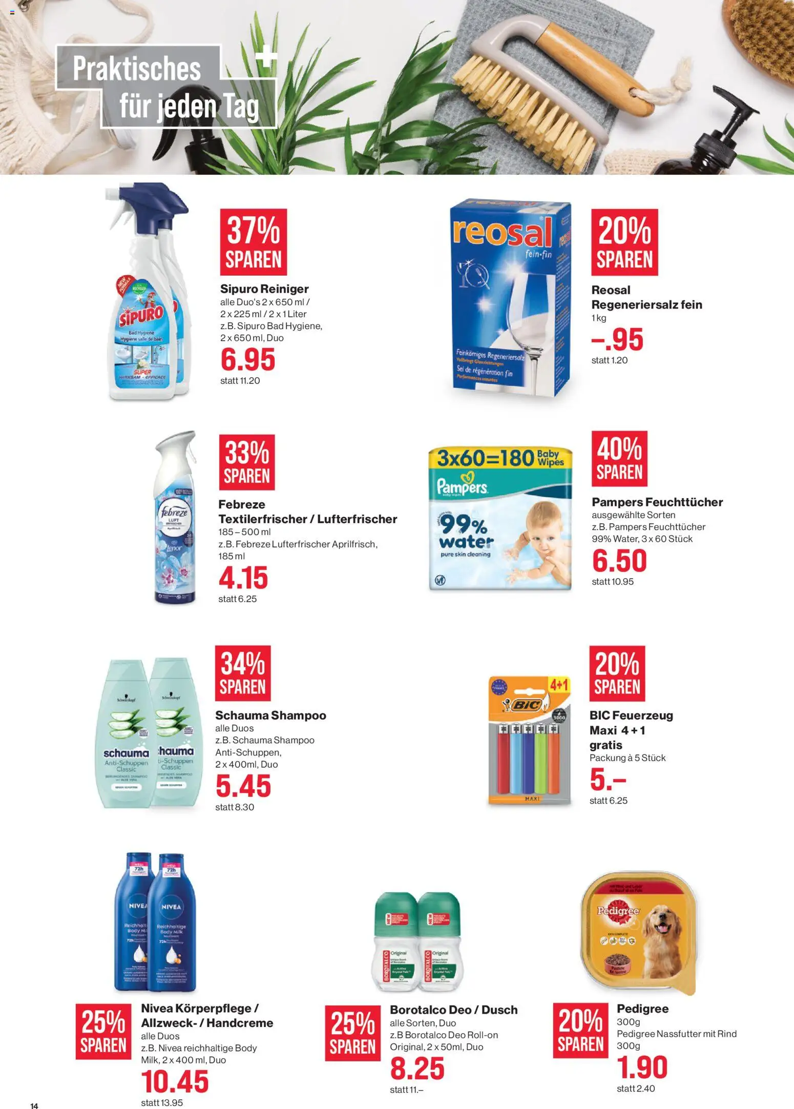 SPAR - SPAR Handels AG – gültig ab 21.05.2026 | Seite: 14 | Produkte: Shampoo, Handcreme, Body Milk, Pampers