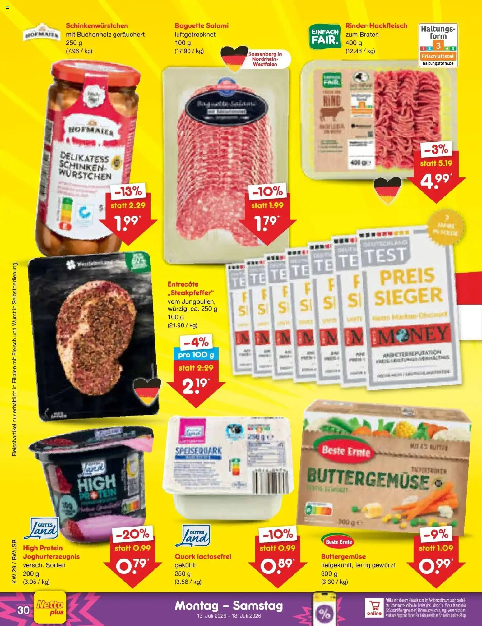 Netto Marken-Discount Prospekt Bielefeld – gültig ab 13.07.2026 | Seite: 40 | Produkte: Salami, Schinken, Fleisch, Speisequark