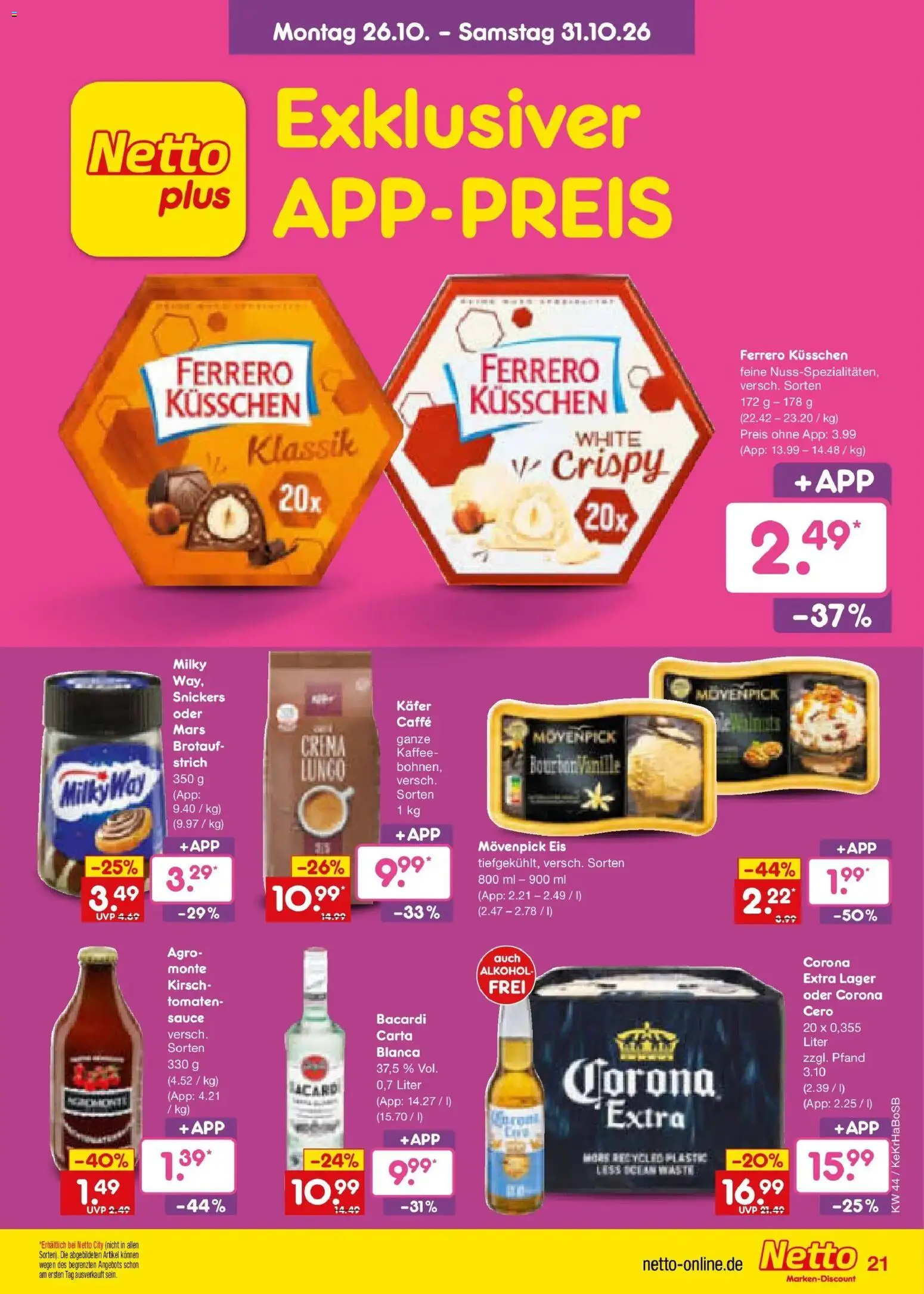 Netto Marken-Discount Prospekt Unna – gültig ab 26.10.2026 | Seite: 29 | Produkte: Mars, Vanille, Alkohol, Eis