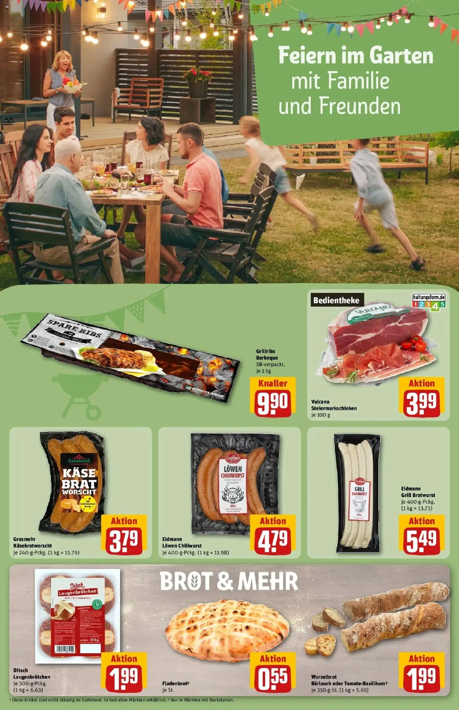 REWE Prospekt ab 17.08.2026 zum Blättern » Angebote | Seite: 25 | Produkte: Käse, Bratwurst, Spare ribs, Brot