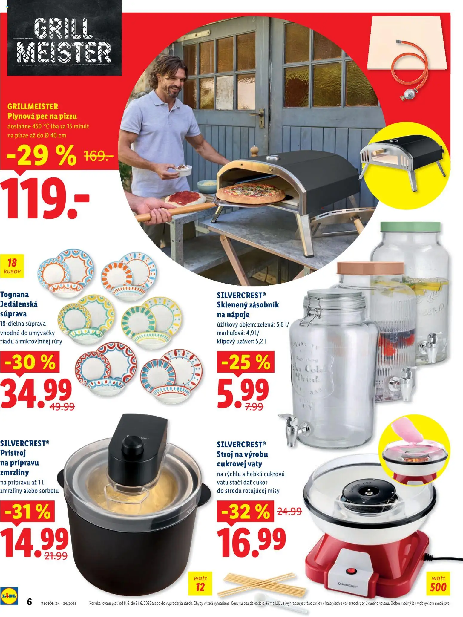 Nové Lidl akcie – leták je platný od 08.06.2026 | Strana: 6 | Produkty: Pizza, Cukor, Pec