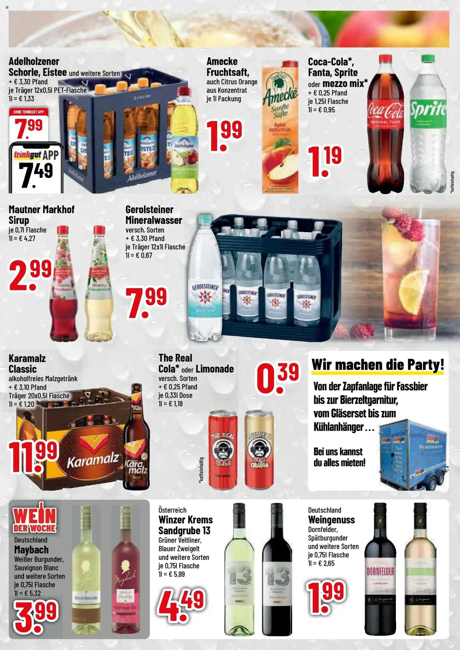 Trinkgut Prospekt Brannenburg (ab 28.09.2026) » Angebote online | Seite: 3 | Produkte: Coca cola, Adelholzener, Sirup, Wein