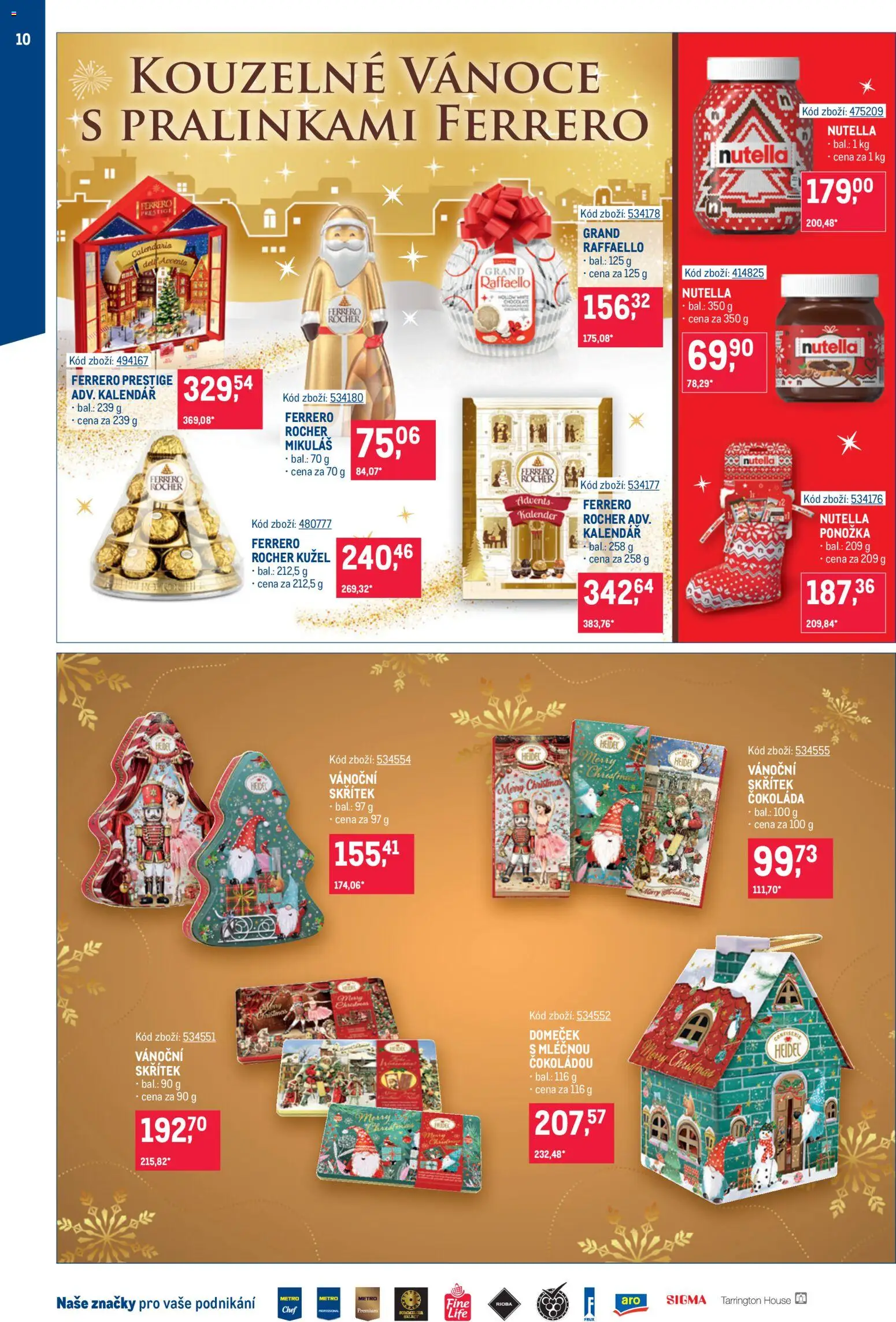 Makro leták - Mikulášské čokolády od 07.10.2026 | Strana: 10 | Produkty: Ferrero Rocher, Raffaello, Kalendář, Nutella