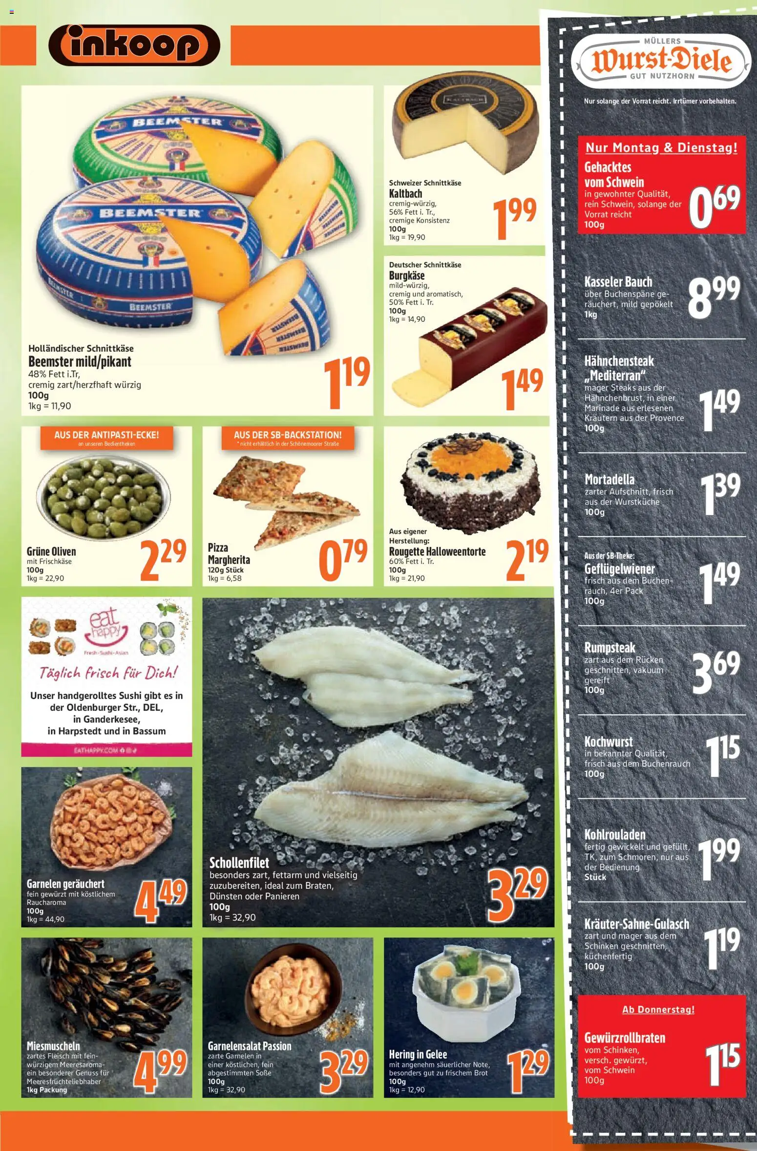 Inkoop Prospekt – gültig ab 26.10.2026 | Seite: 3 | Produkte: Rumpsteak, Garnelen, Pizza, Frischkase