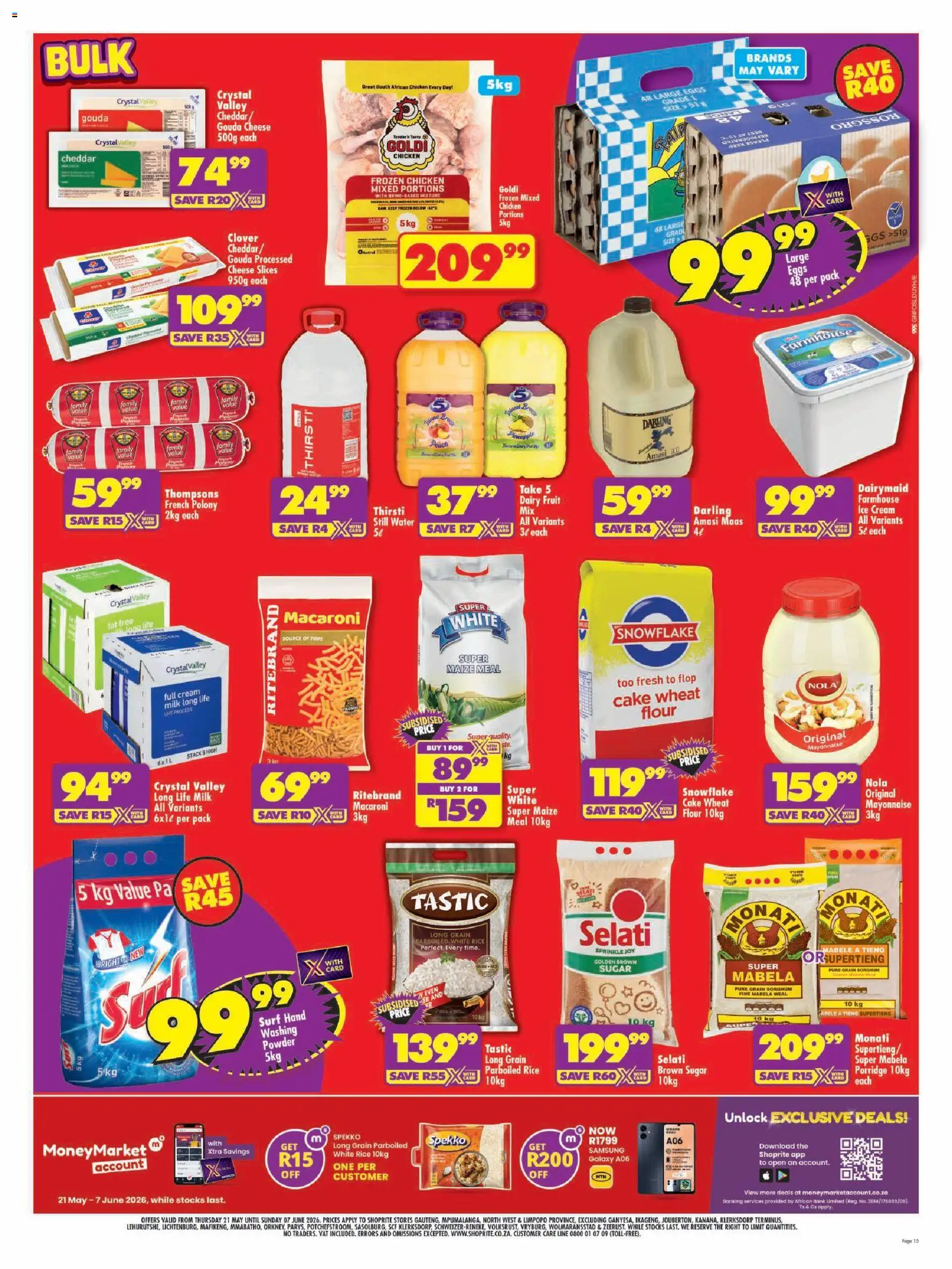 New Shoprite catalogue – valid from 21.05.2026 | Page: 15 | Products: Flour, Eggs, Chicken, Water