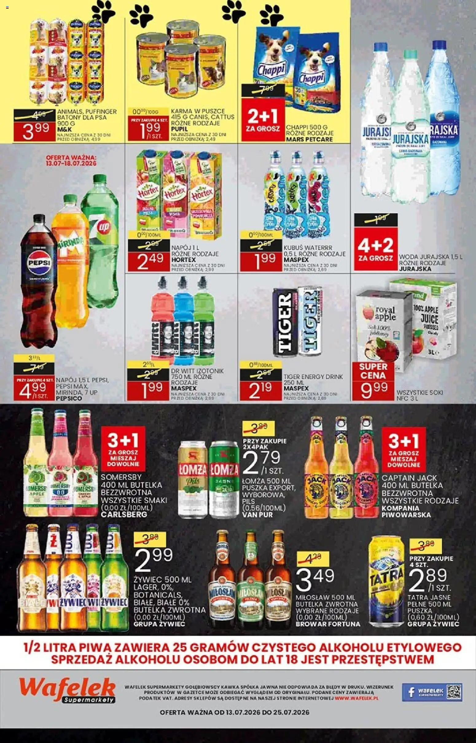 Wafelek gazetka od 13.07.2026 | Strona: 8 | Produkty: Kubuś, Woda jurajska, Carlsberg, Karma