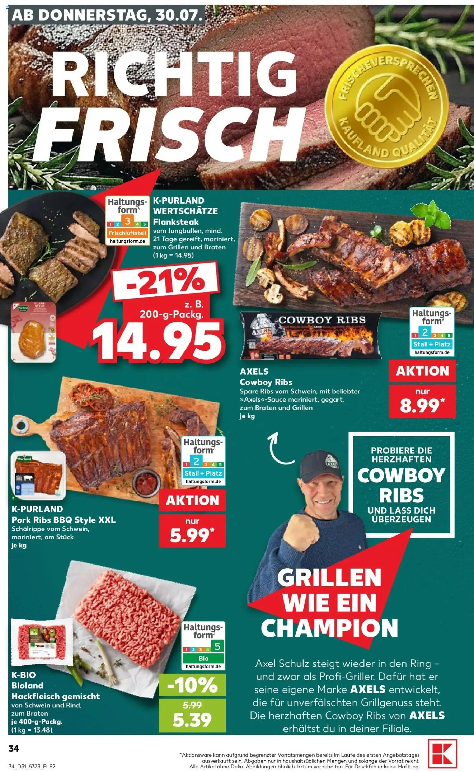 Kaufland Prospekt Bad Oldesloe – gültig ab 30.07.2026 | Seite: 34 | Produkte: Spare ribs, Hackfleisch