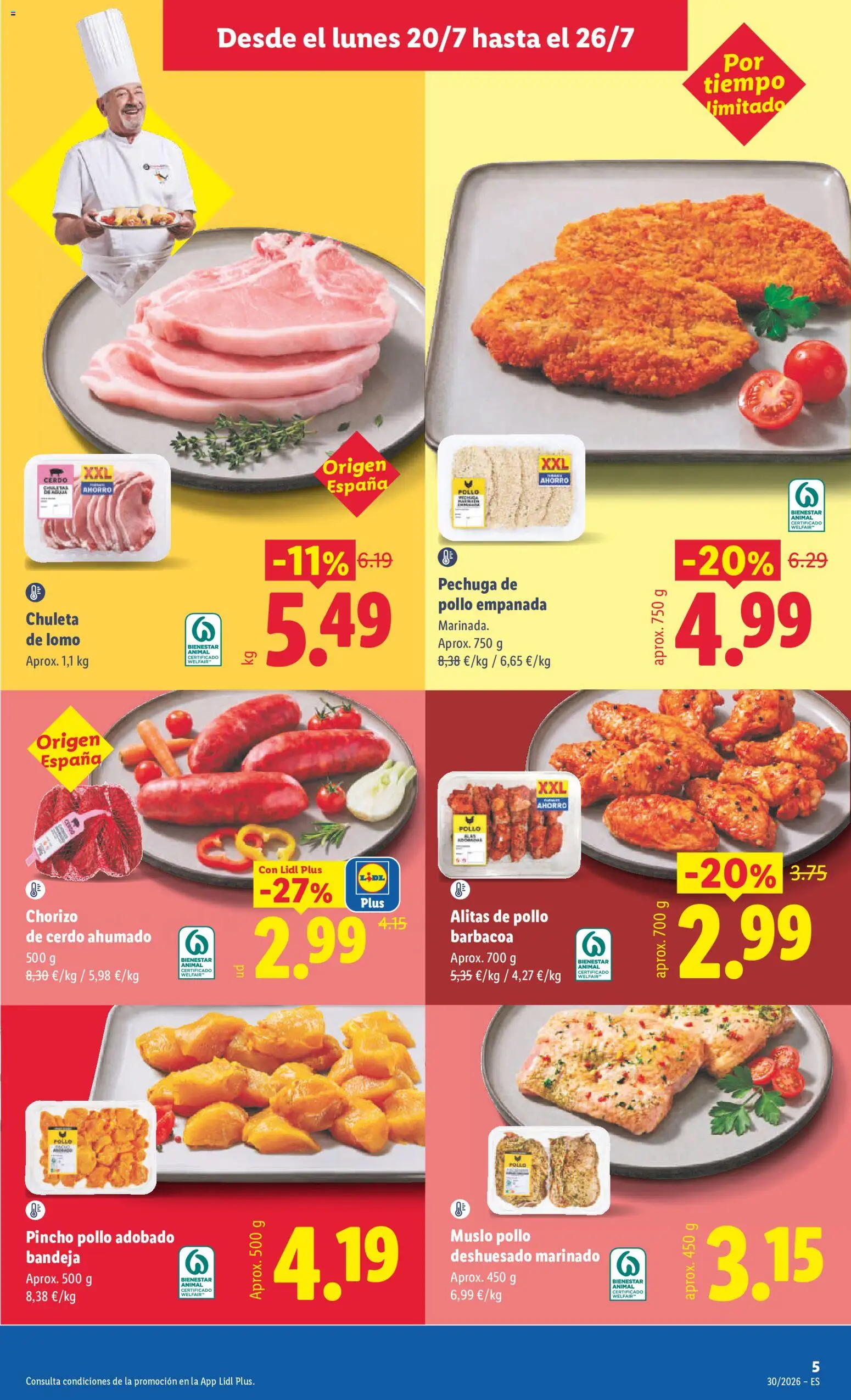 Lidl folleto │ válido desde el 20/07/2026 | Página: 7 | Productos: Lomo, Cerdo, Bandeja, Pollo