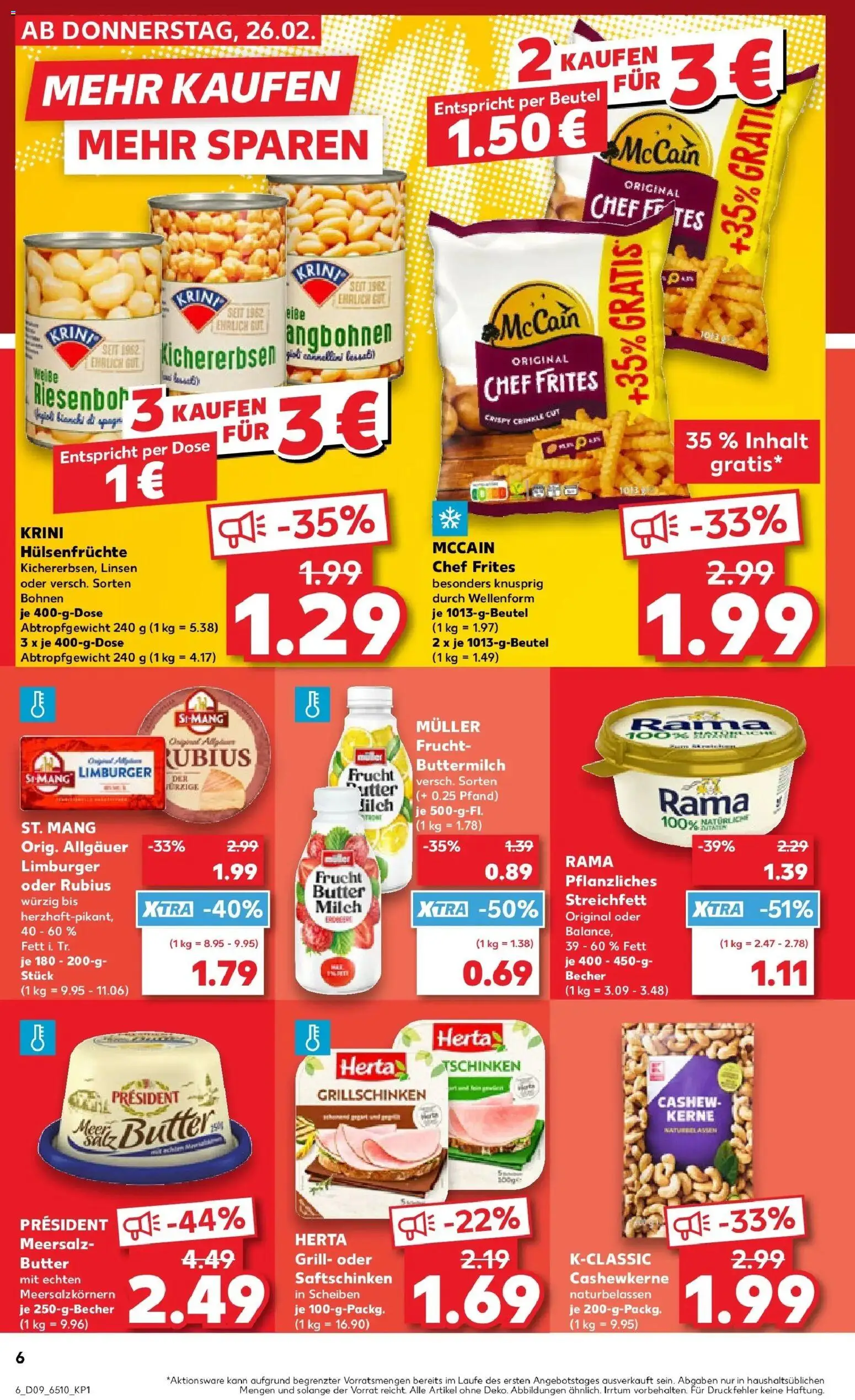 Kaufland prospekt Emmerich Am Rhein	 – gültig ab 26.02.2026 | Seite: 6 | Produkte: Grill, Buttermilch, Butter, McCain