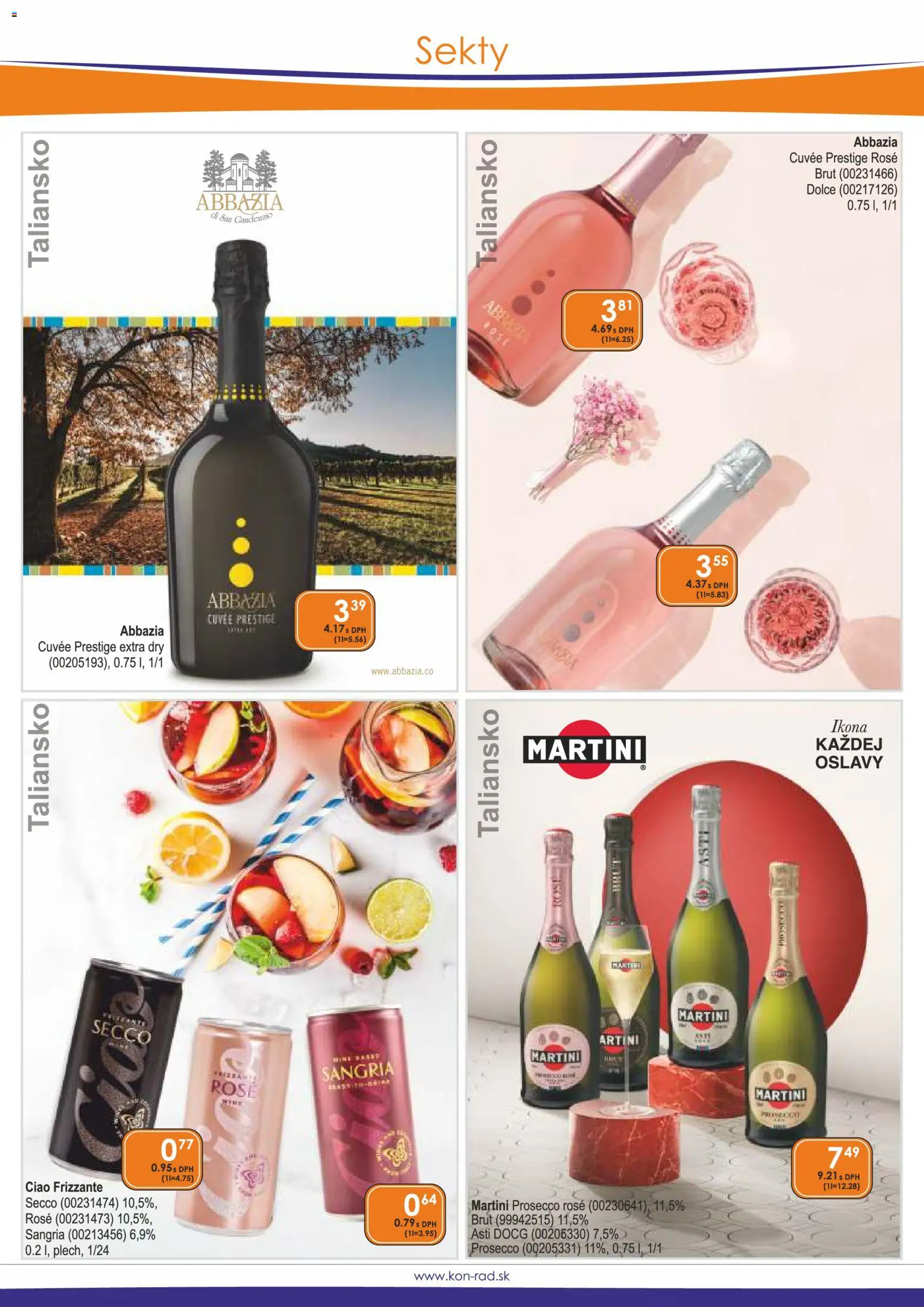 Nové KON - RAD akcie – leták je platný od 01.11.2026 | Strana: 24 | Produkty: Prosecco, Martini, Martini Prosecco
