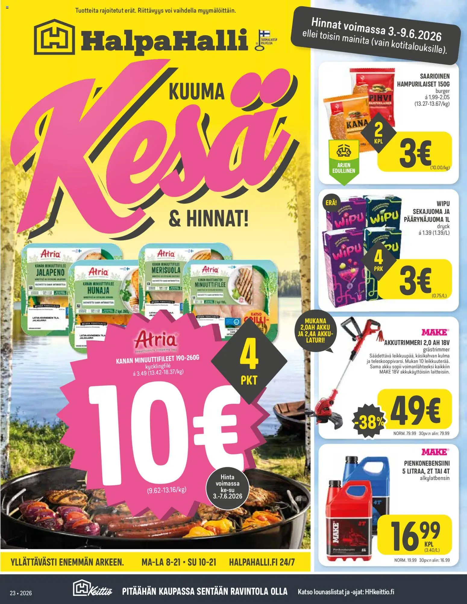Halpa Halli tarjoukset – voimassa 03.06.2026 alkaen | Sivu: 1 | Tuotteet: Kana, Voi, Pihvi, Laturi