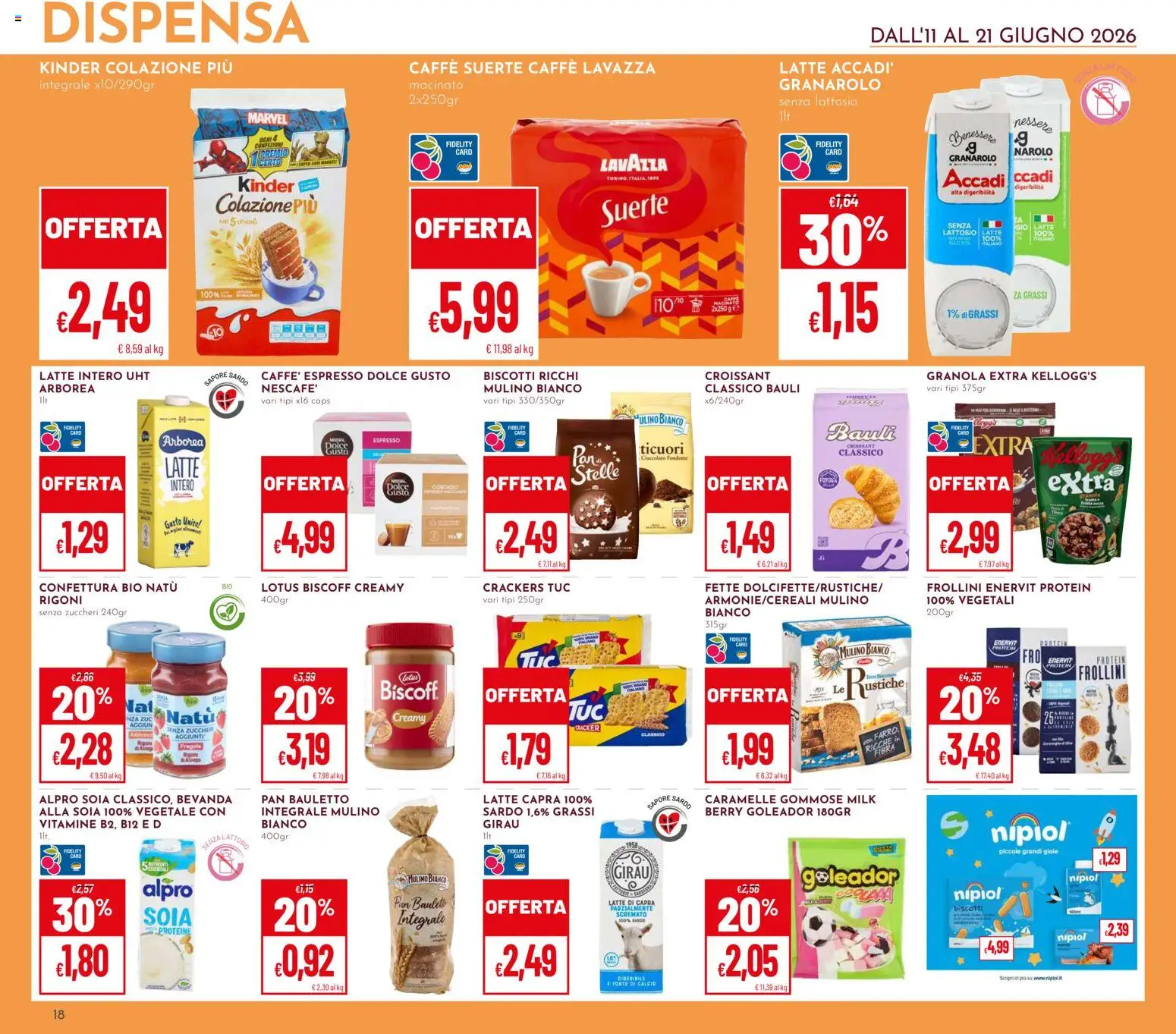 Volantino Pan del 11.06.2026 | Pagina: 18 | Prodotti: Biscotti, Latte, Croissant, Frollini