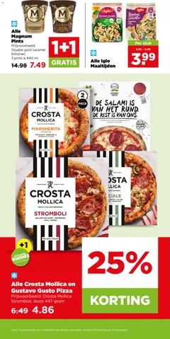 DE SALAMI IS VAN HET RUND. DE REST IS VAN ONS., Traditionele steenovenpizza met stevige lactovrije mozzarella en rundersalami. - Voorbeeld van een folder van Plus, geldig van 16-09-2026 | Pagina: 35