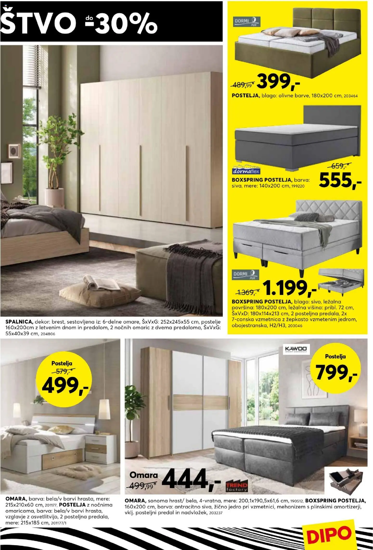 Novi Dipo katalog ponudbe – veljaven od 13.10.2026 | Stran: 11 | Izdelki: Postelja, Vzmetnica, Omara, Barva