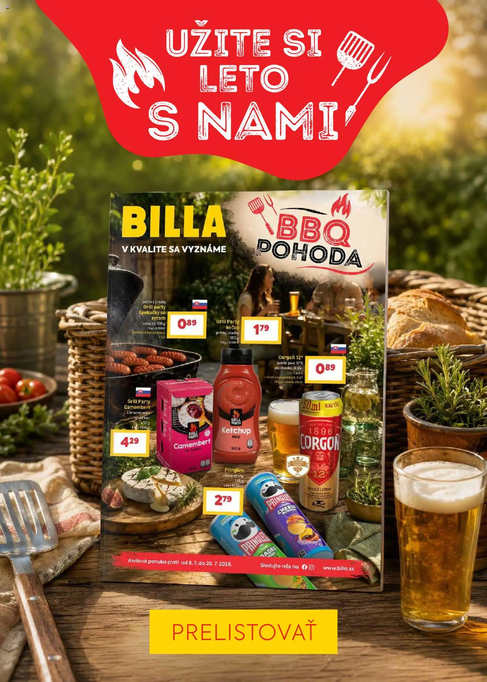 Nové Billa akcie – leták je platný od 22.07.2026 | Strana: 30 | Produkty: Pivo, Mäso, Corgoň, Camembert
