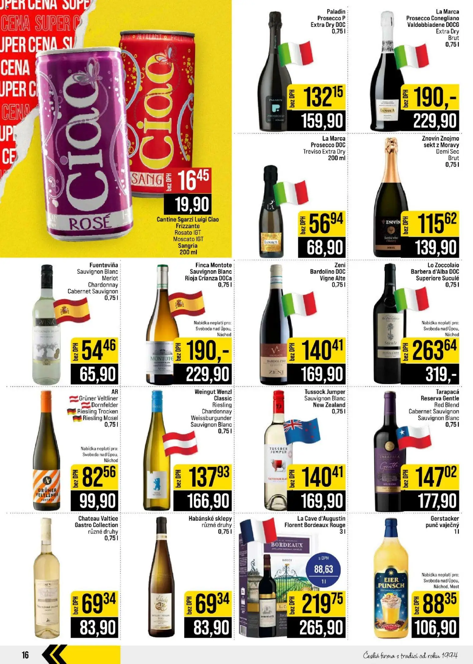 Jip leták - Cash & Carry od 14.10.2026 | Strana: 16 | Produkty: Prosecco, Moscato, Riesling, Prosecco DOC