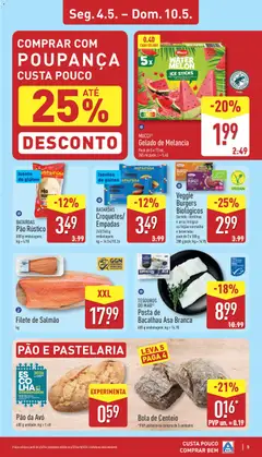Pré-visualização Aldi folheto válido de 04.05.2026 | Página: 5 | Produtos: Bacalhau, Flores, Centeio, Pão