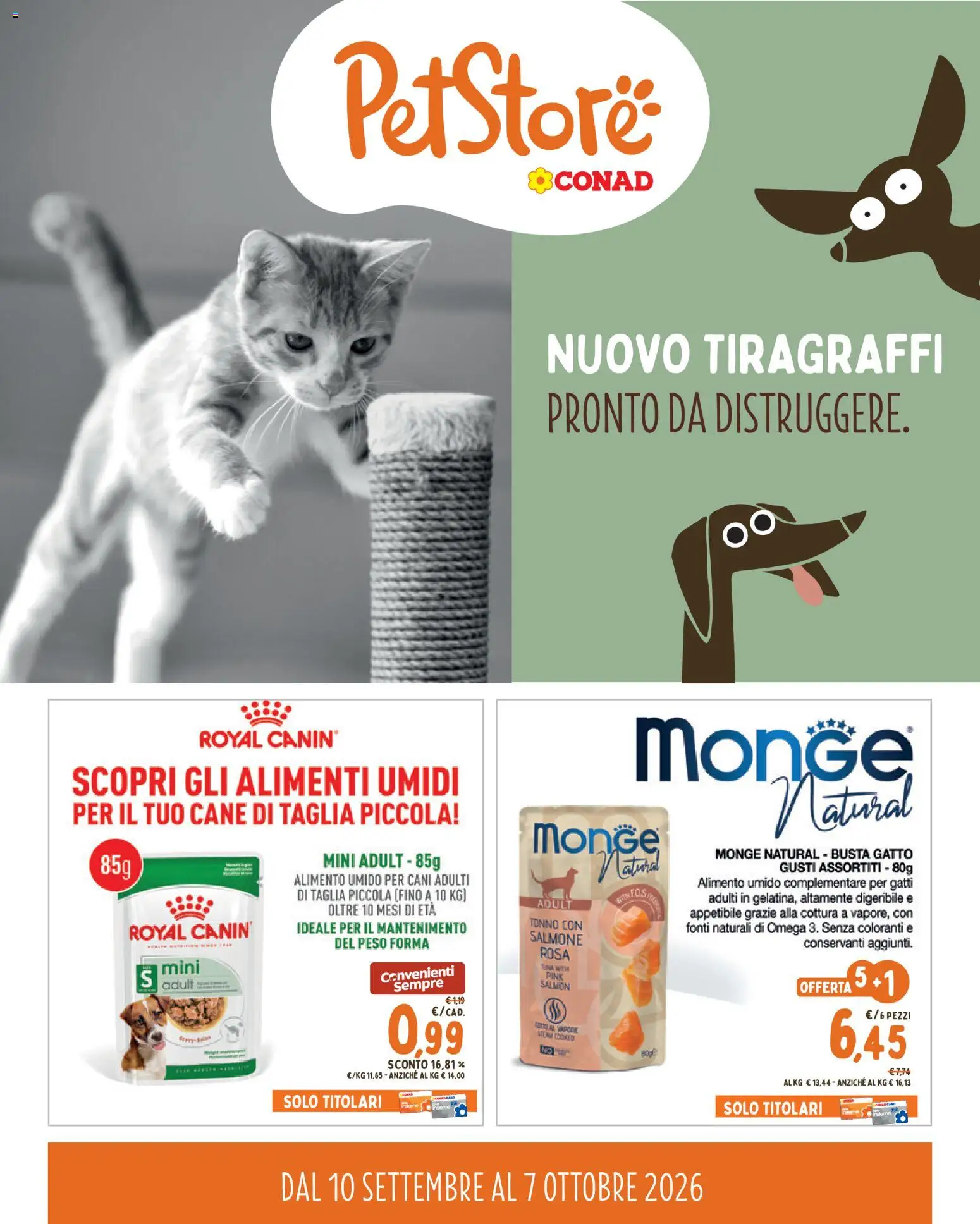 Volantino Conad del 10/09/2026 | Pagina: 1 | Prodotti: Salmone, Tiragraffi, Tonno, Omega