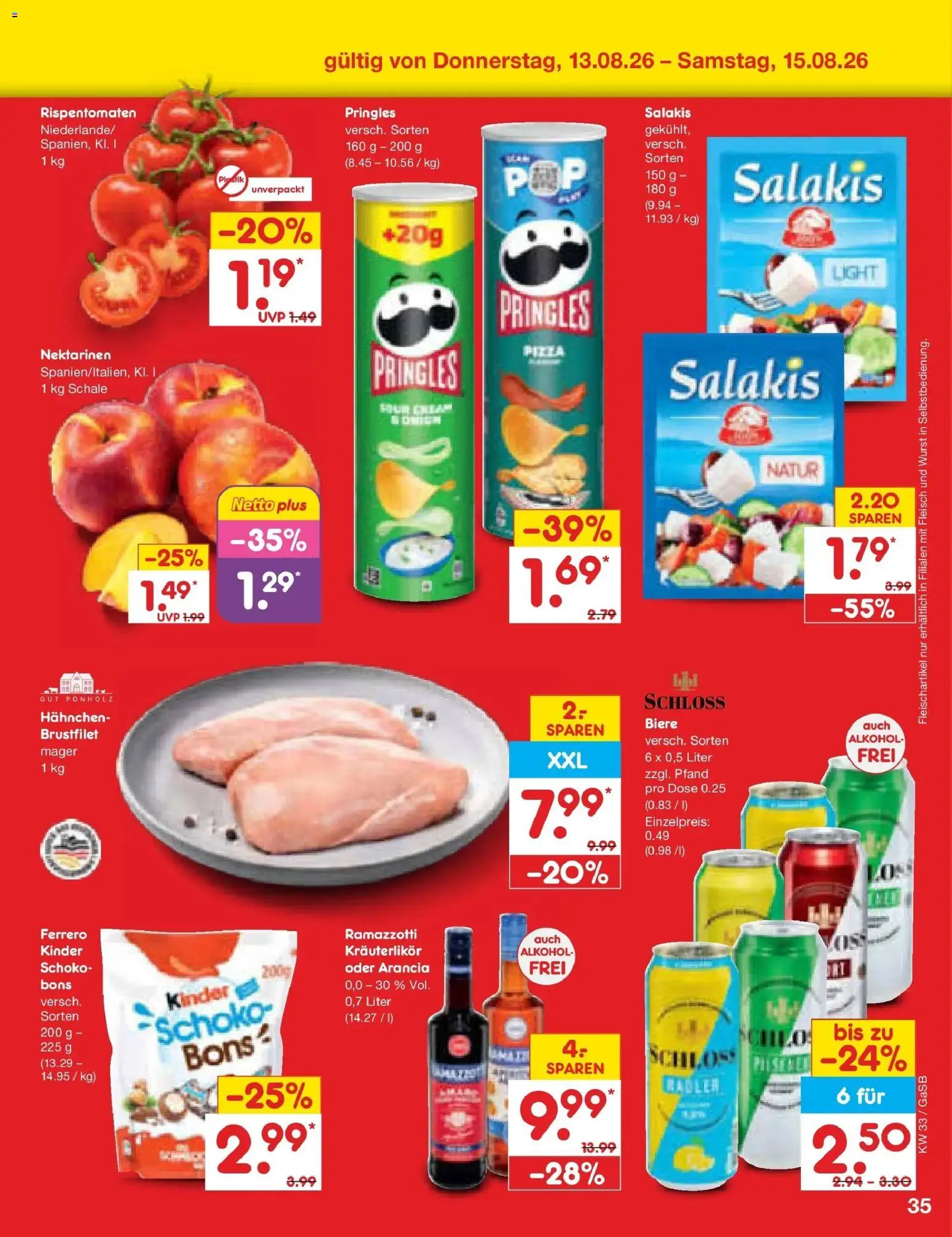 Netto Marken-Discount Prospekt – gültig ab 10.08.2026 | Seite: 49 | Produkte: Hahnchen, Wurst, Pizza, Ramazzotti