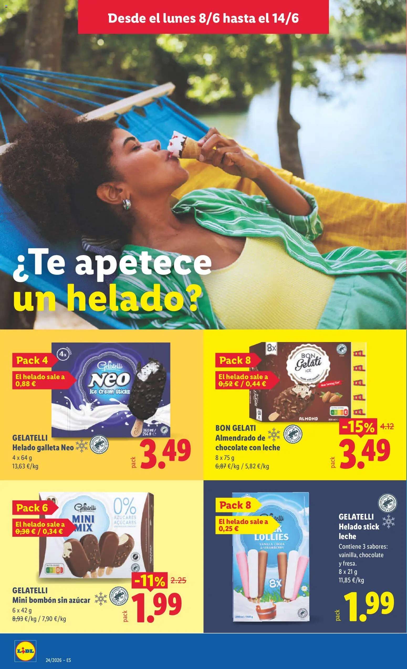 Lidl folleto Baleares │ válido desde el 08.06.2026 | Página: 8 | Productos: Leche, Chocolate, Helado, Chocolate con leche