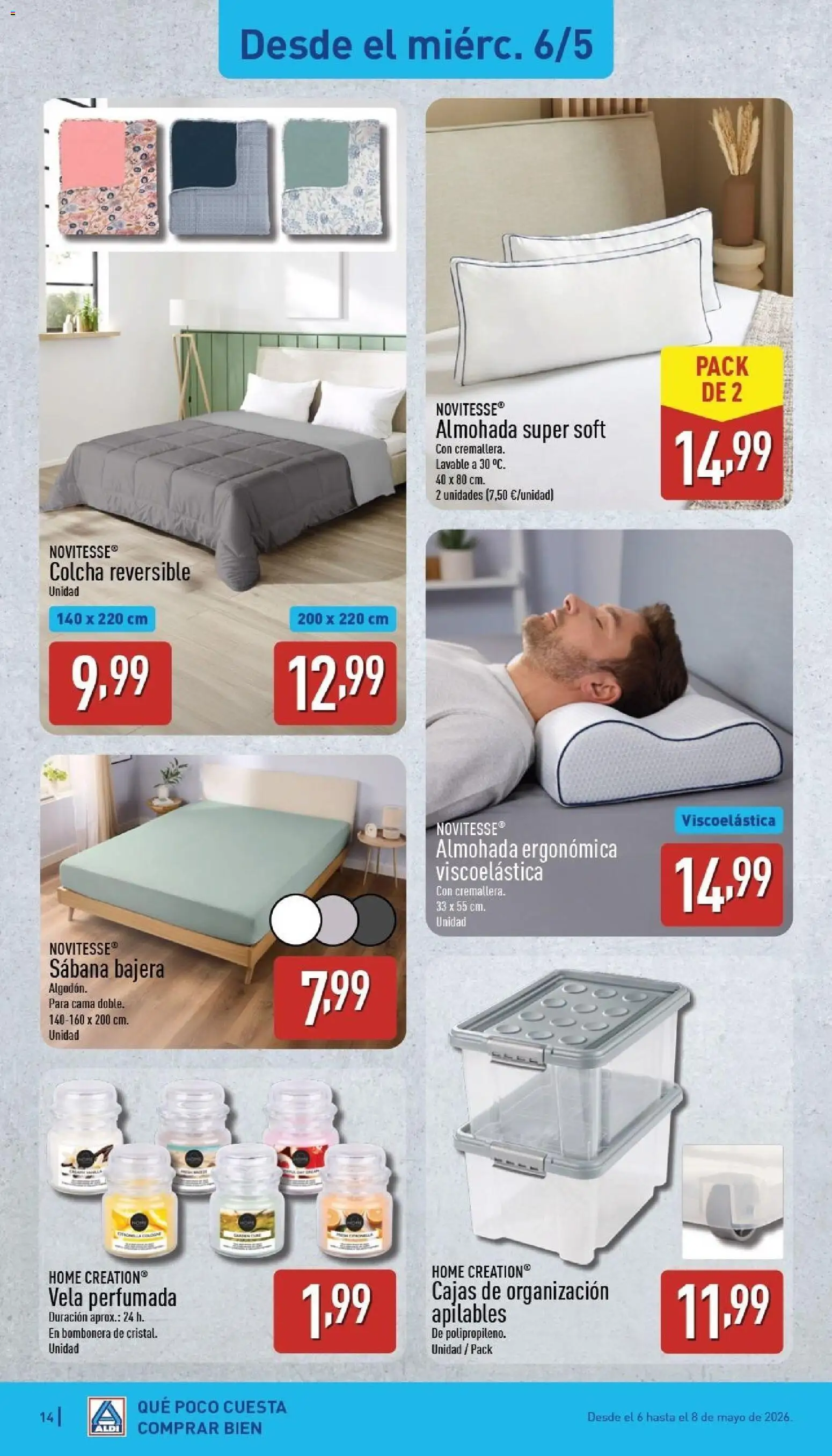 Aldi folleto Península │ válido desde el 04.05.2026 | Página: 14 | Productos: Vela, Cama, Almohada, Colcha