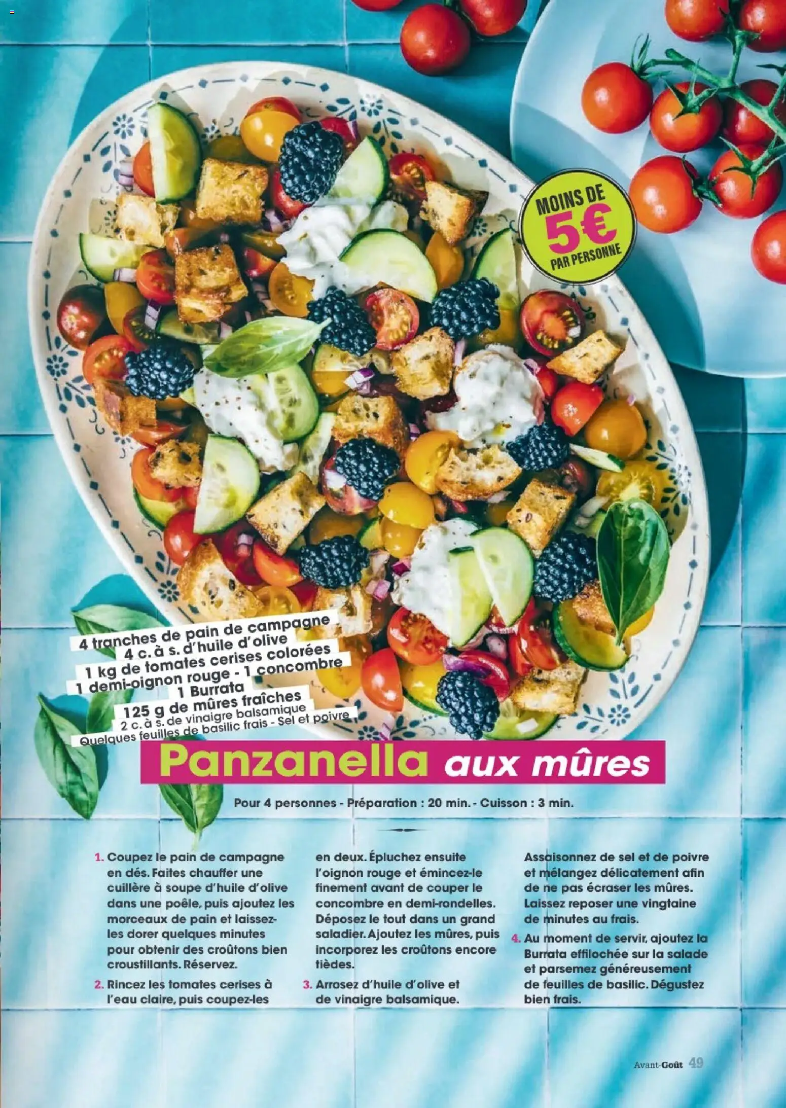{H1} | Page: 49 | Produits: Cerises, Cuillère, Burrata, Tomates cerises