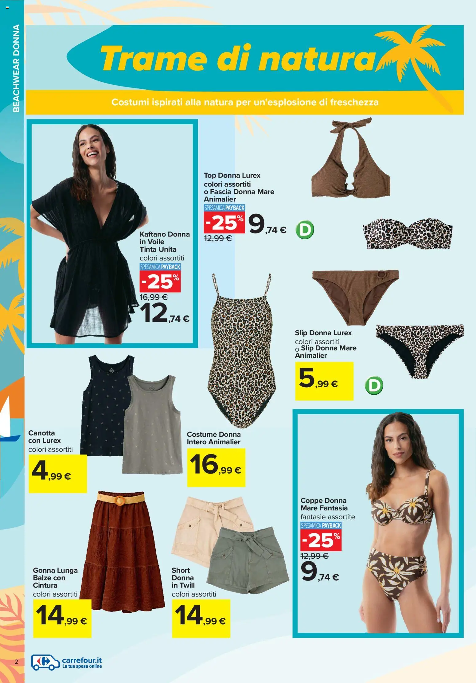 Volantino Carrefour del 01.06.2026 | Pagina: 2 | Prodotti: Canotta, Slip, Gonna, Cintura