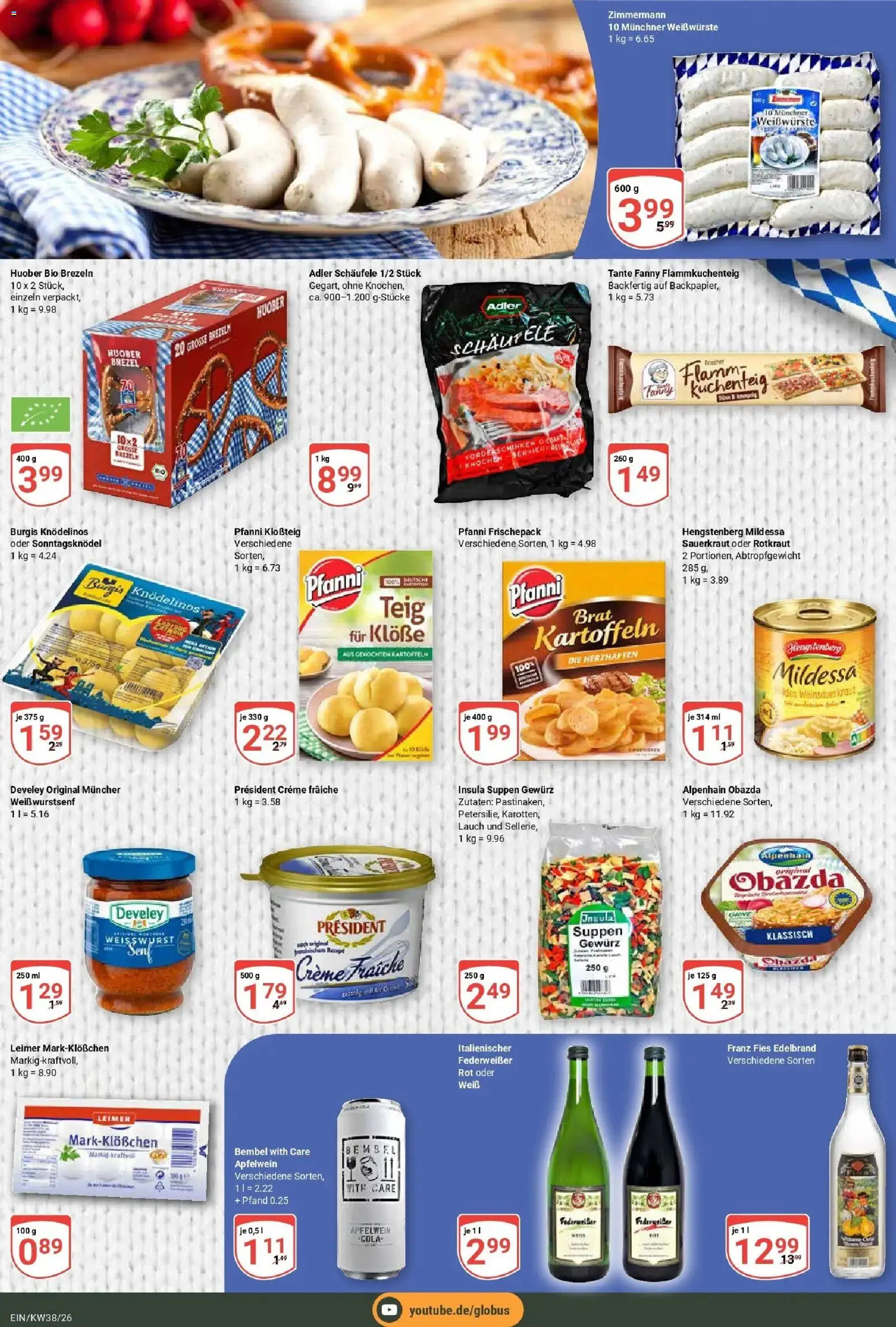 Globus Prospekt Homburg-Einöd (ab 14.09.2026) » Angebote online | Seite: 18 | Produkte: Weißwurst, Creme, Kartoffeln, Lauch