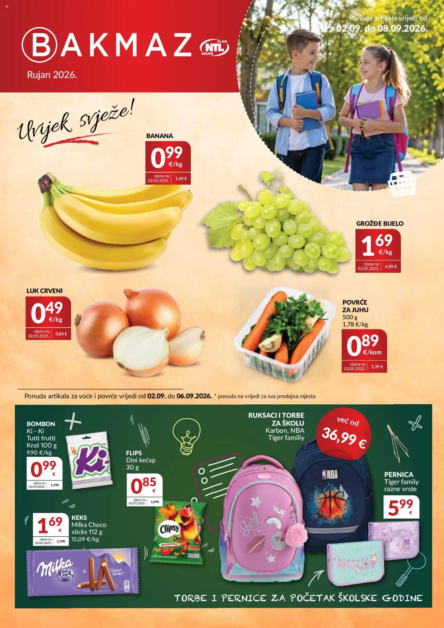 Bakmaz katalog | vrijedi od 02.09.2026 | Stranica: 1 | Proizvodi: Bombon, Kečap, Keks, Voće