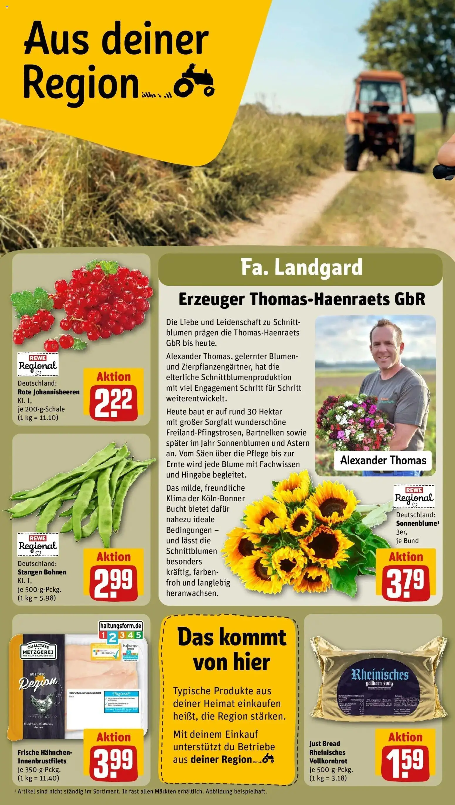 REWE Prospekt ab 24.08.2026 zum Blättern » Angebote | Seite: 22 | Produkte: Hahnchen, Vollkornbrot, Blumen