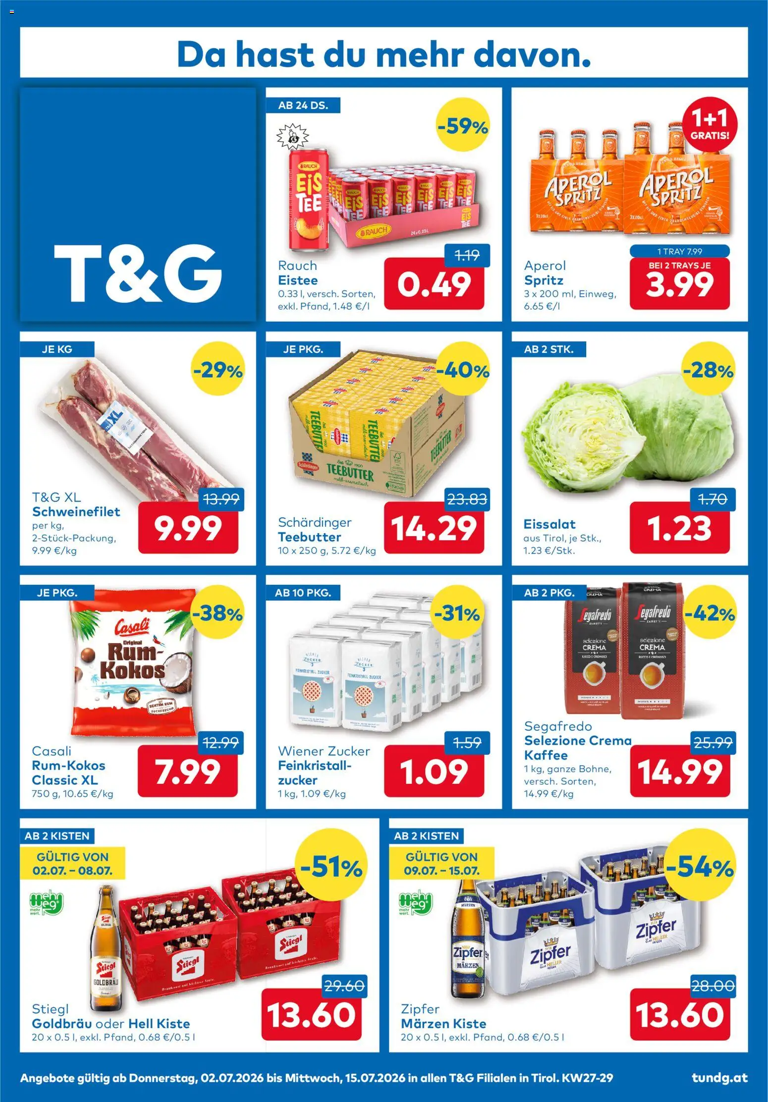T&G Flugblatt gültig ab 02.07.2026 | Seite: 1 | Produkte: Eis, Zucker, Kaffee