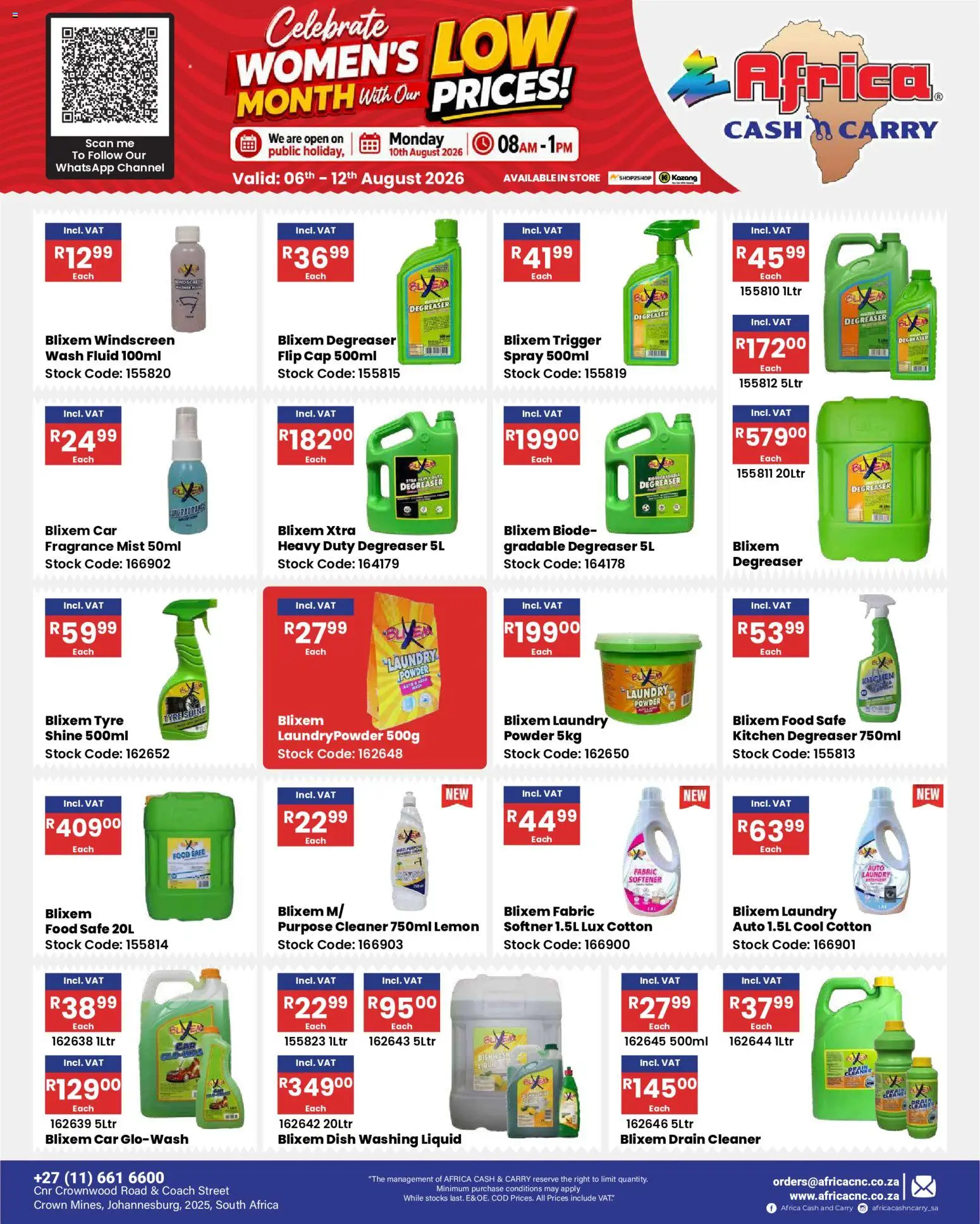 New Africa Cash & Carry catalogue – valid from 06/08/2026 | Page: 56 | Products: Cap, Softner, Powder, Stock