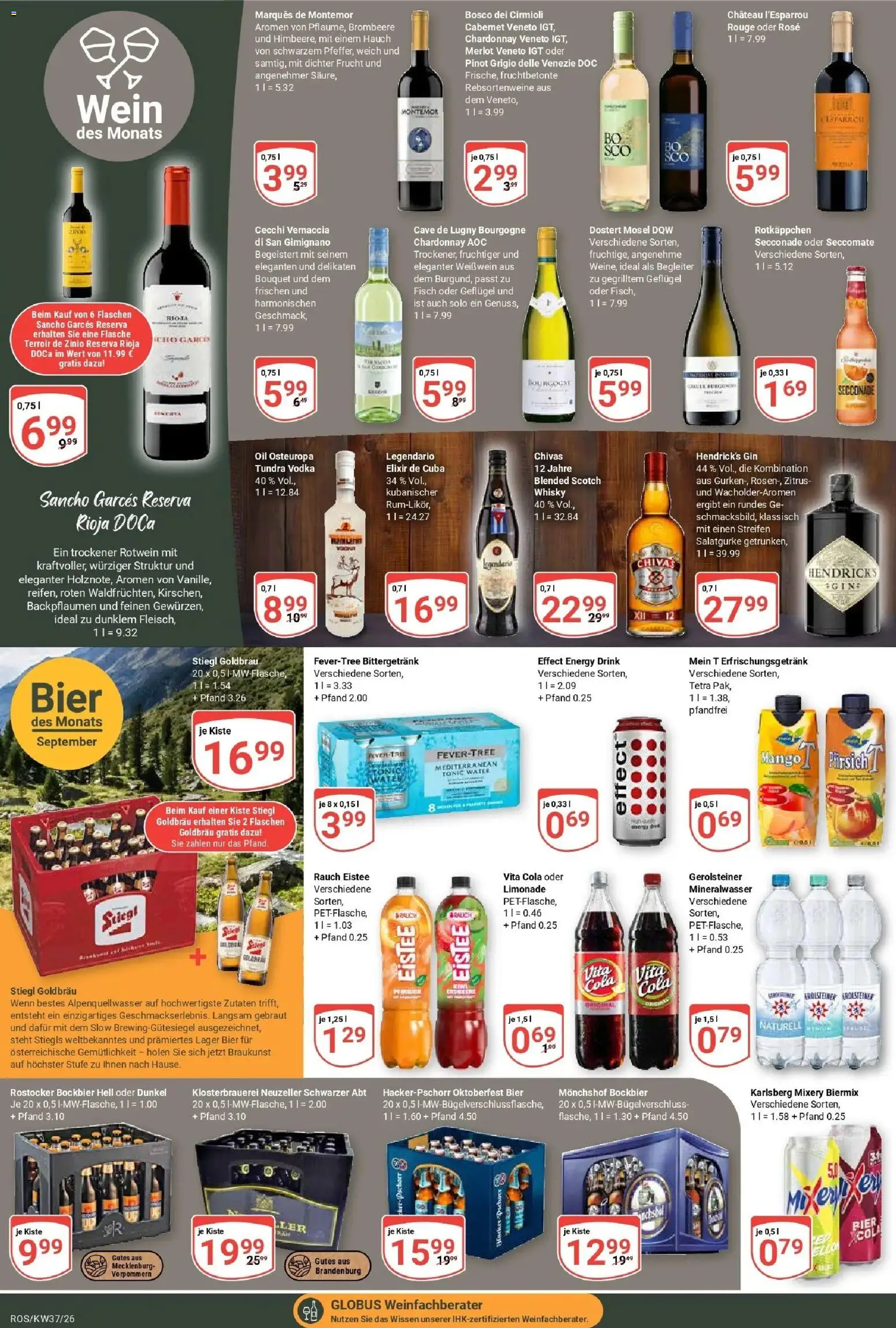 Globus Prospekt Lambrechtshagen (ab 07.09.2026) » Angebote online | Seite: 18 | Produkte: Monchshof, Bier, Wein, Gerolsteiner