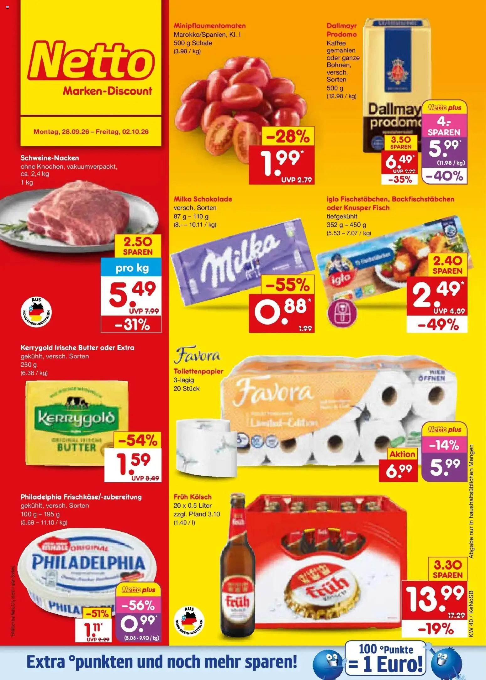 Netto Marken-Discount Prospekt Bonn – gültig ab 28.09.2026 | Seite: 1 | Produkte: Butter, Kaffee, Iglo, Dallmayr