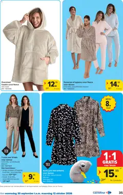 Korte jurk met tailelint voor dames, S tot XXL, verschillende kleuren - Voorbeeld van een folder van Carrefour, geldig van 30/09/2026 | Pagina: 35 | Producten: Jurk, Hoodie, Pyjama