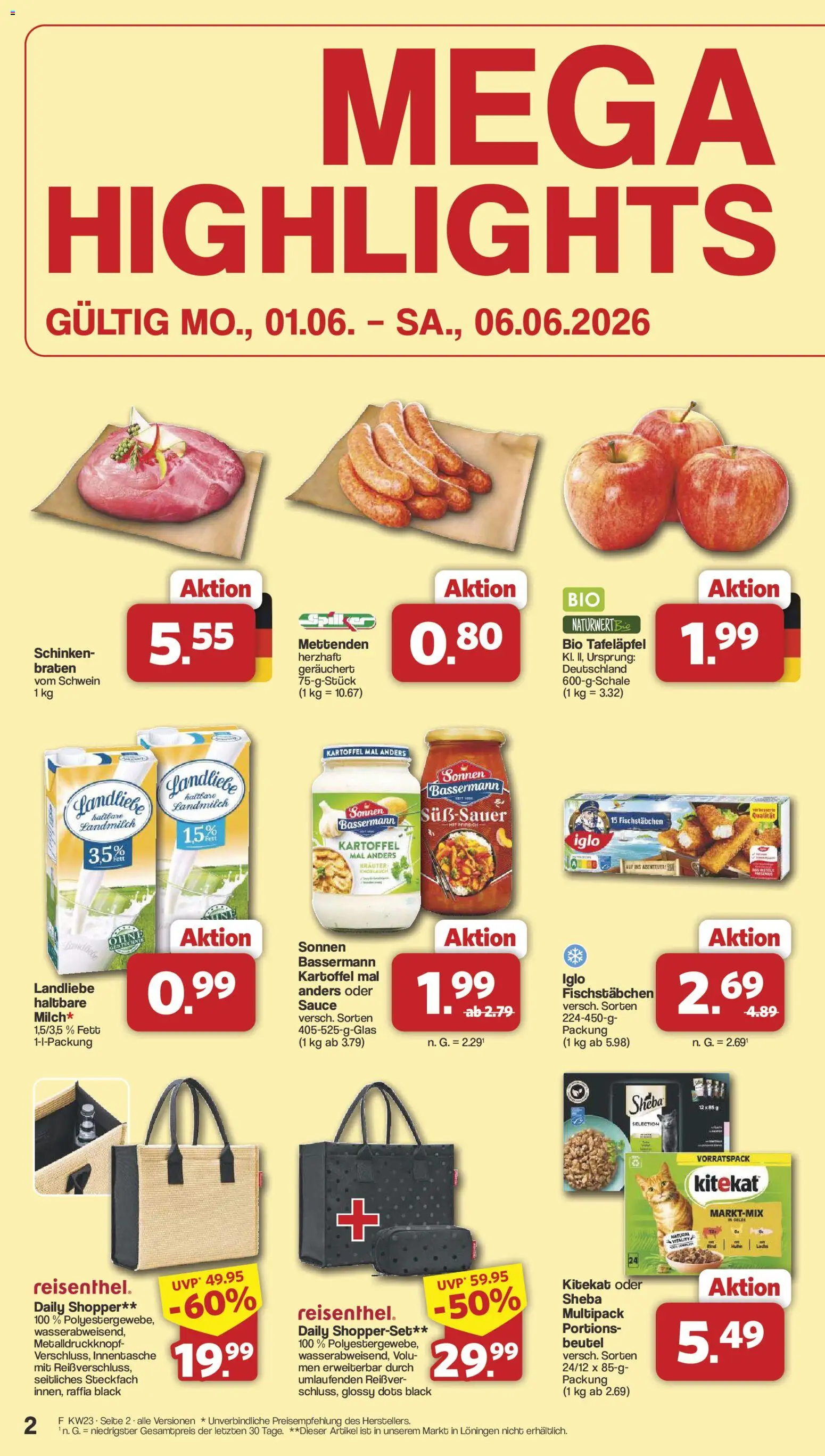 Famila Nordwest Prospekt – gültig ab 01.06.2026 | Seite: 2 | Produkte: Sheba, Iglo, Fischstabchen, Schinken