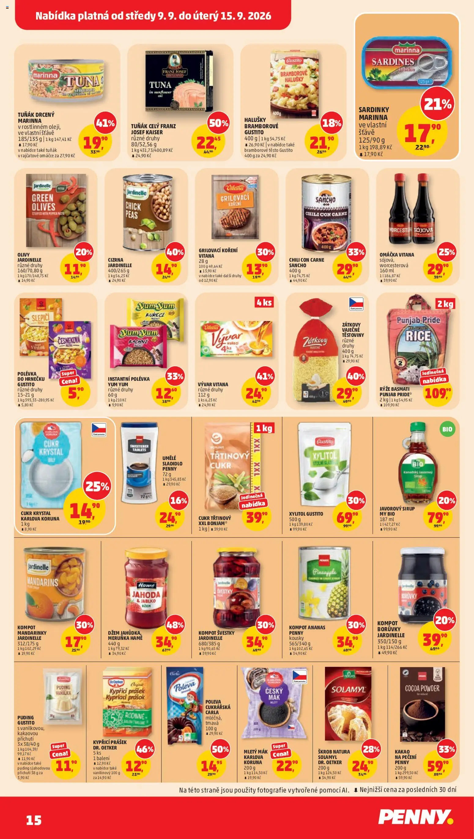 Penny Market leták od 09.09.2026 | Strana: 15 | Produkty: Kompot, Xylitol, Borůvky, Cukr