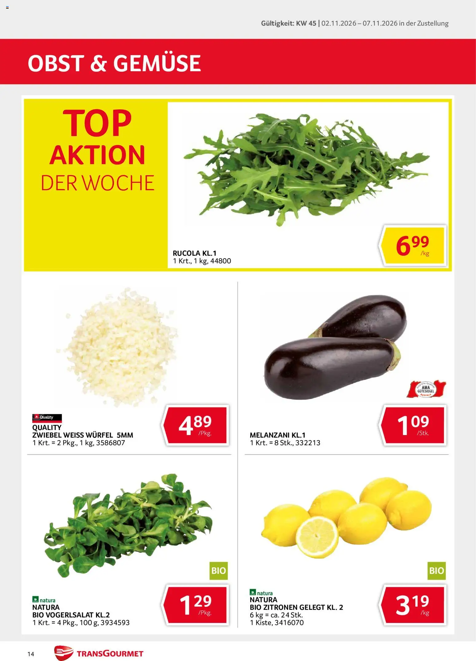 Transgourmet Flugblatt gültig ab 02.11.2026 | Seite: 14 | Produkte: Gemüse, Obst