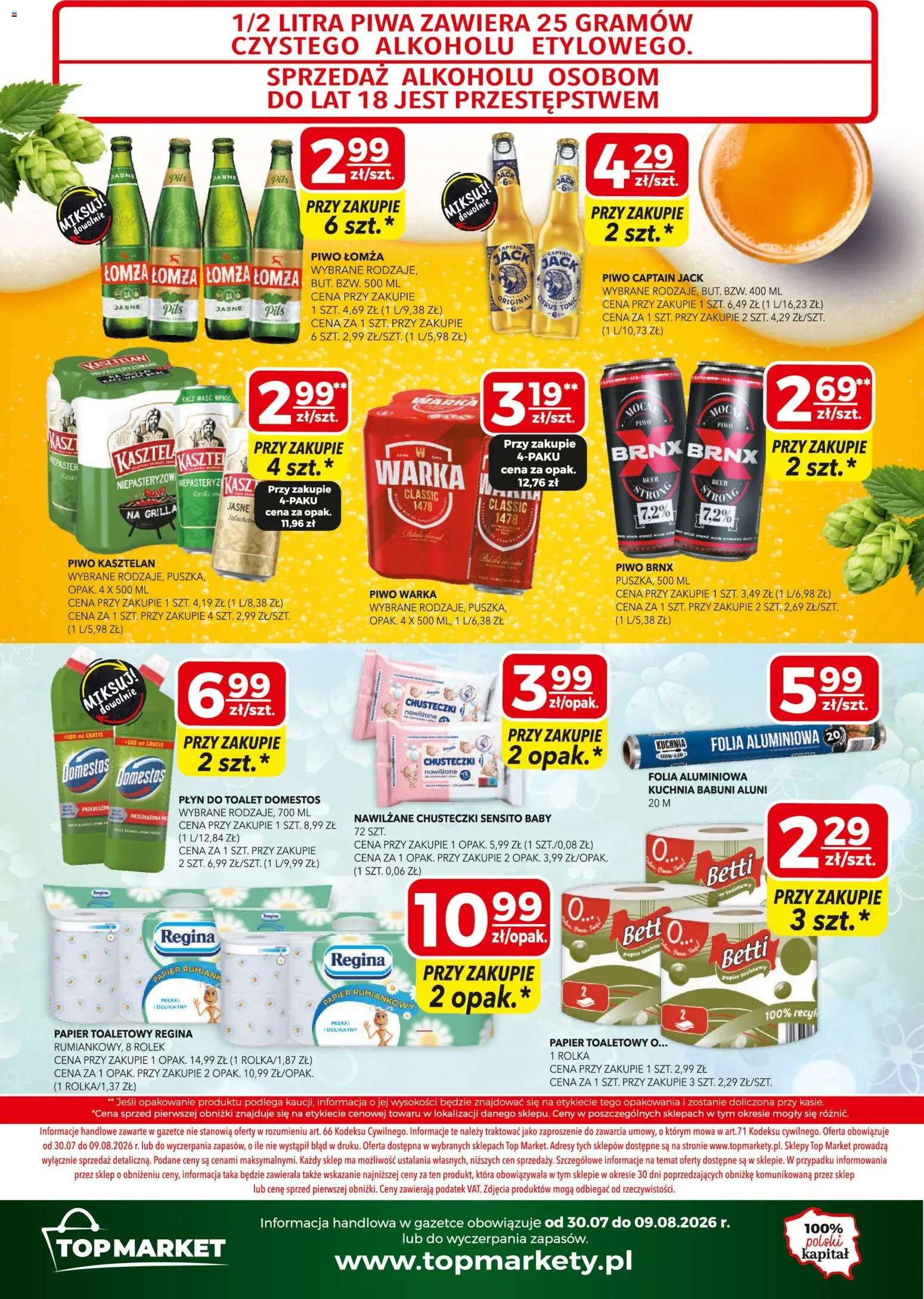 Top Market gazetka mini od 30.07.2026 | Strona: 4 | Produkty: Top, Folia aluminiowa, Papier toaletowy, Domestos