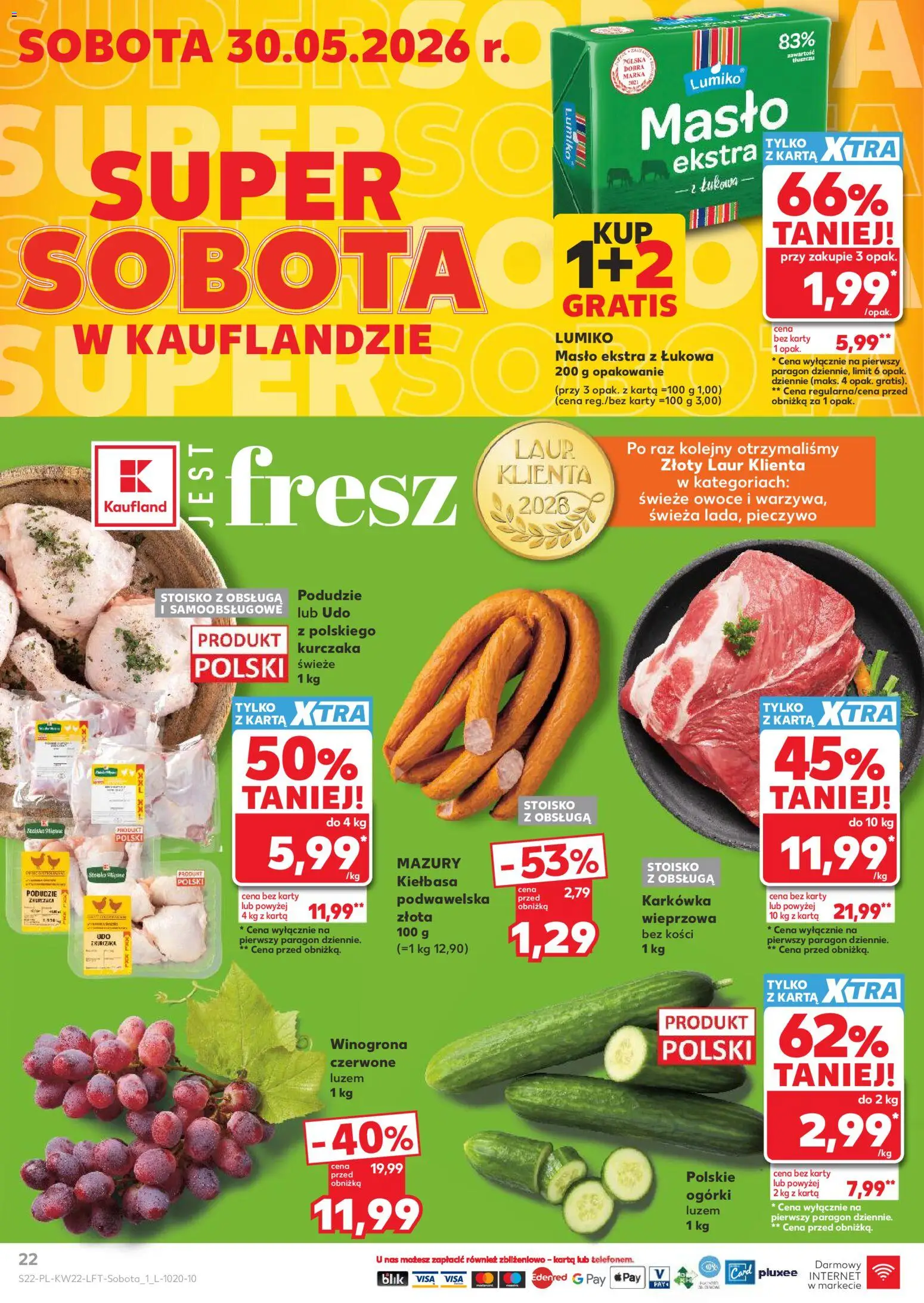 Kaufland Polsko leták od 28.05.2026 | Strana: 22 | Produkty: Máslo, Karty