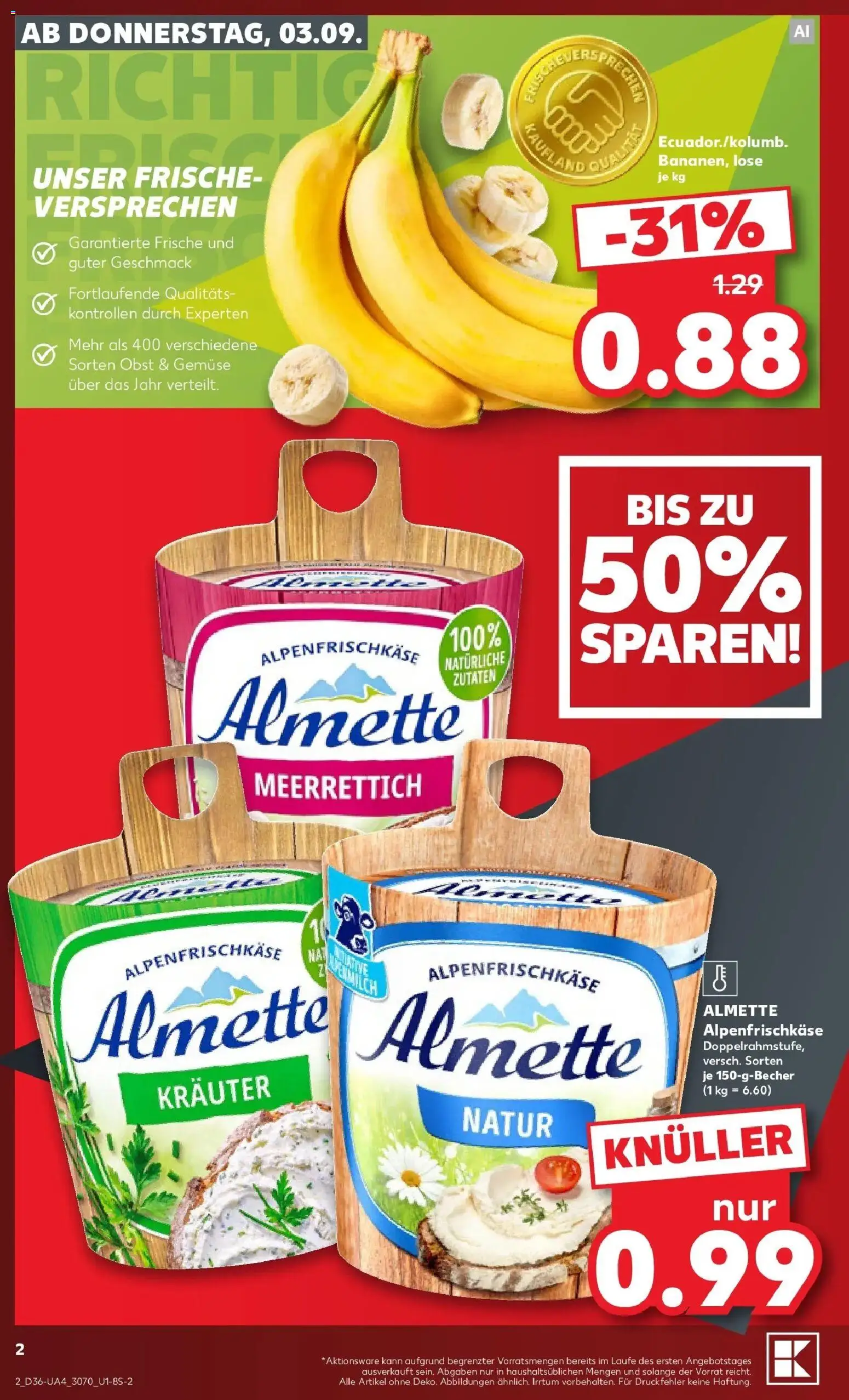 Prospekt Kaufland ab 03.09.2026 » Angebote Online zum Blättern | Seite: 2 | Produkte: Almette, Gemüse, Obst