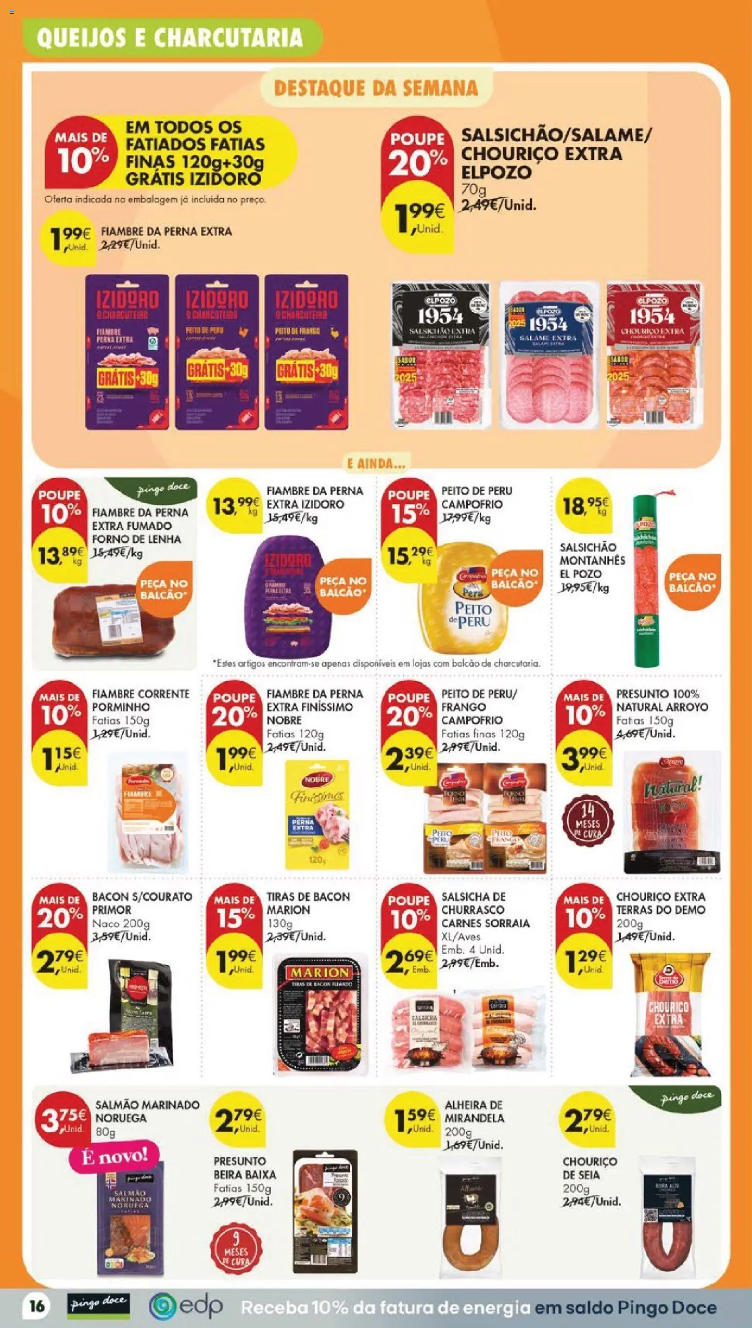 Pingo Doce folheto │ válido de 11/08/2026 | Página: 18 | Produtos: Peito de peru, Frango, Salmão, Alheira