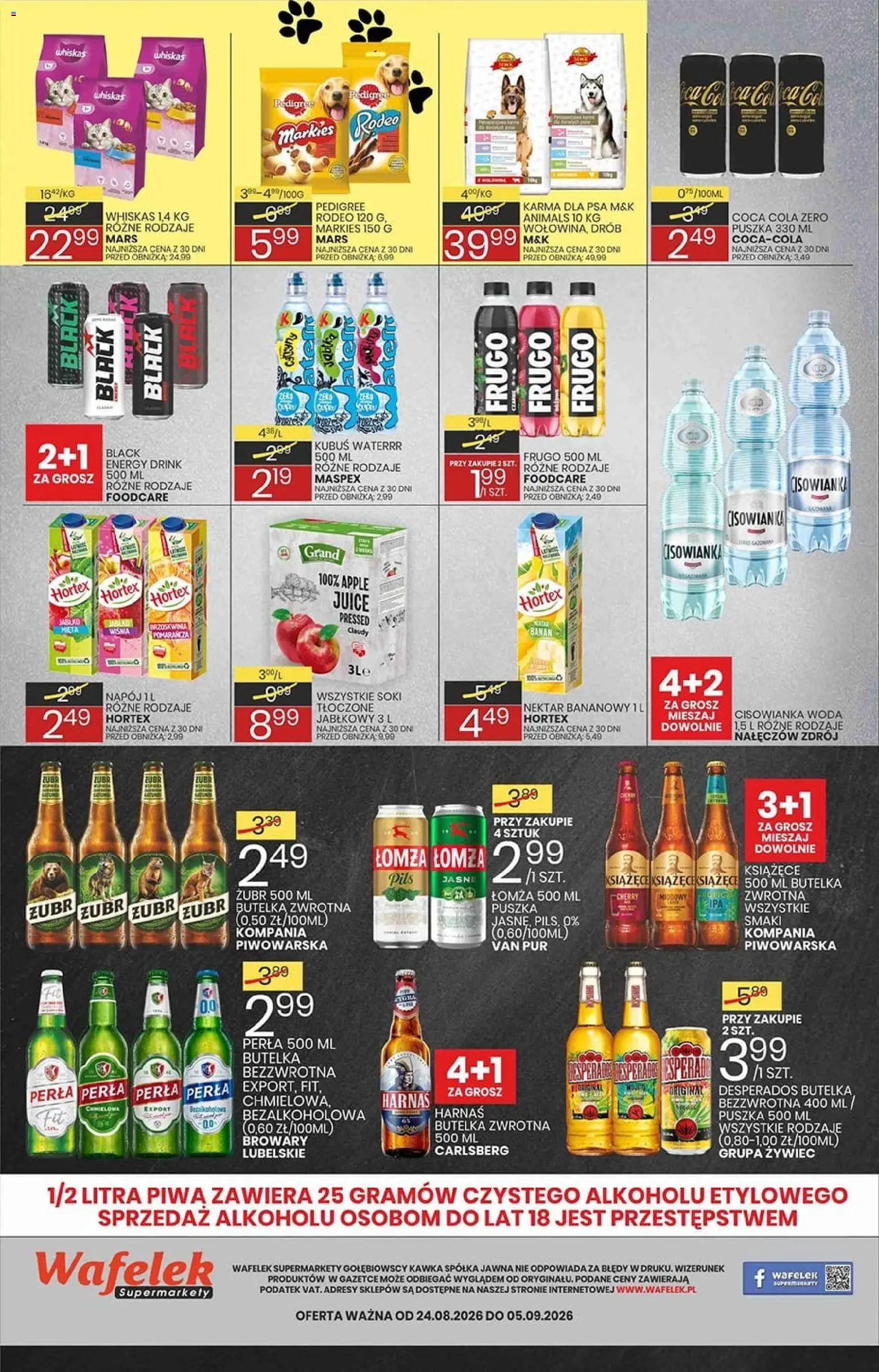 Wafelek gazetka od 24.08.2026 | Strona: 8 | Produkty: Cisowianka, Karma dla psa, Desperados, Woda