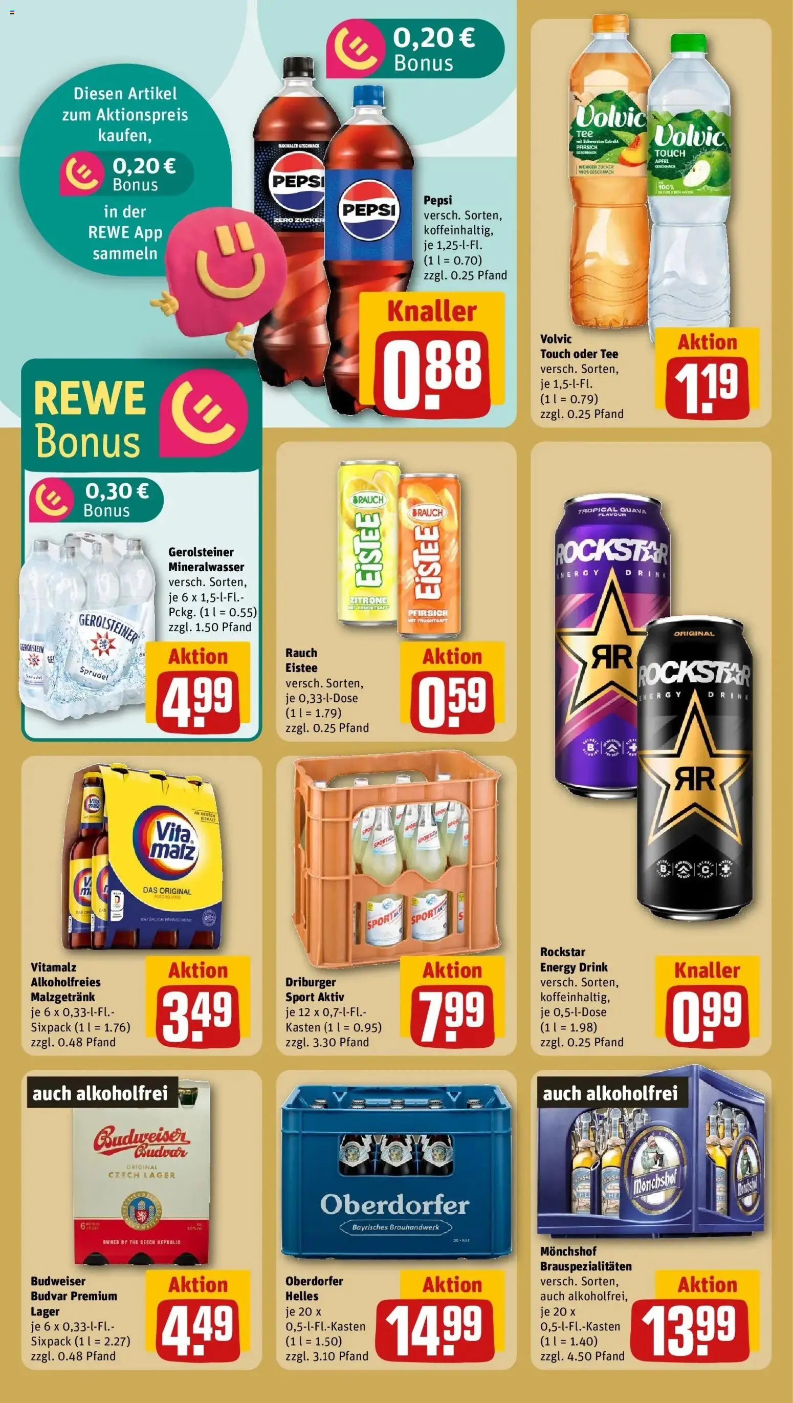 Rewe Prospekt Lengerich – gültig ab 08.06.2026 | Seite: 20 | Produkte: Cola, Rockstar, Pepsi, Tee