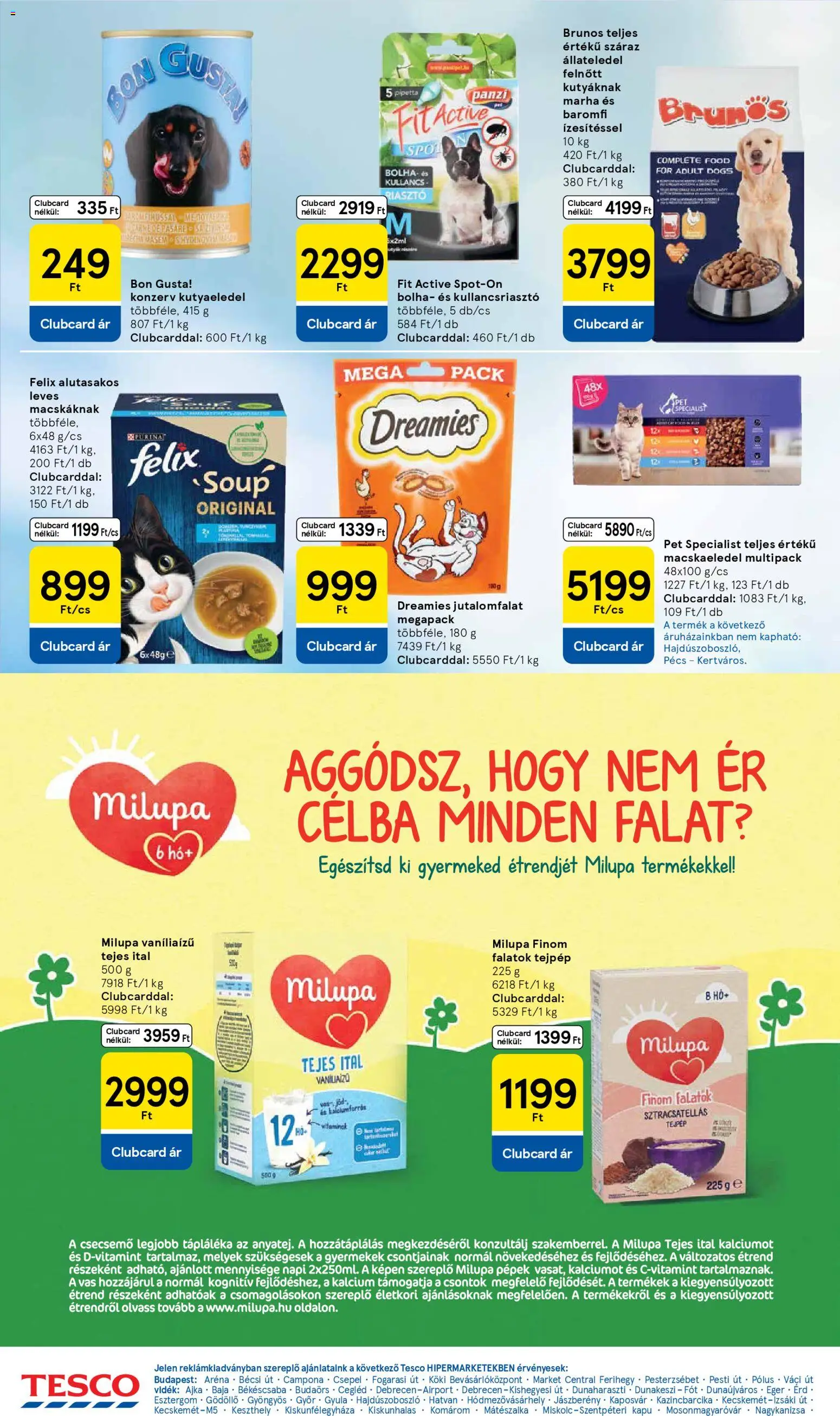 Tesco akciós ujság - amely érvényes a következő dátumtól: 07.04.2026 | Oldal: 26 | Termékek: Macskaeledel, Kutyaeledel, Kapu, Riasztó